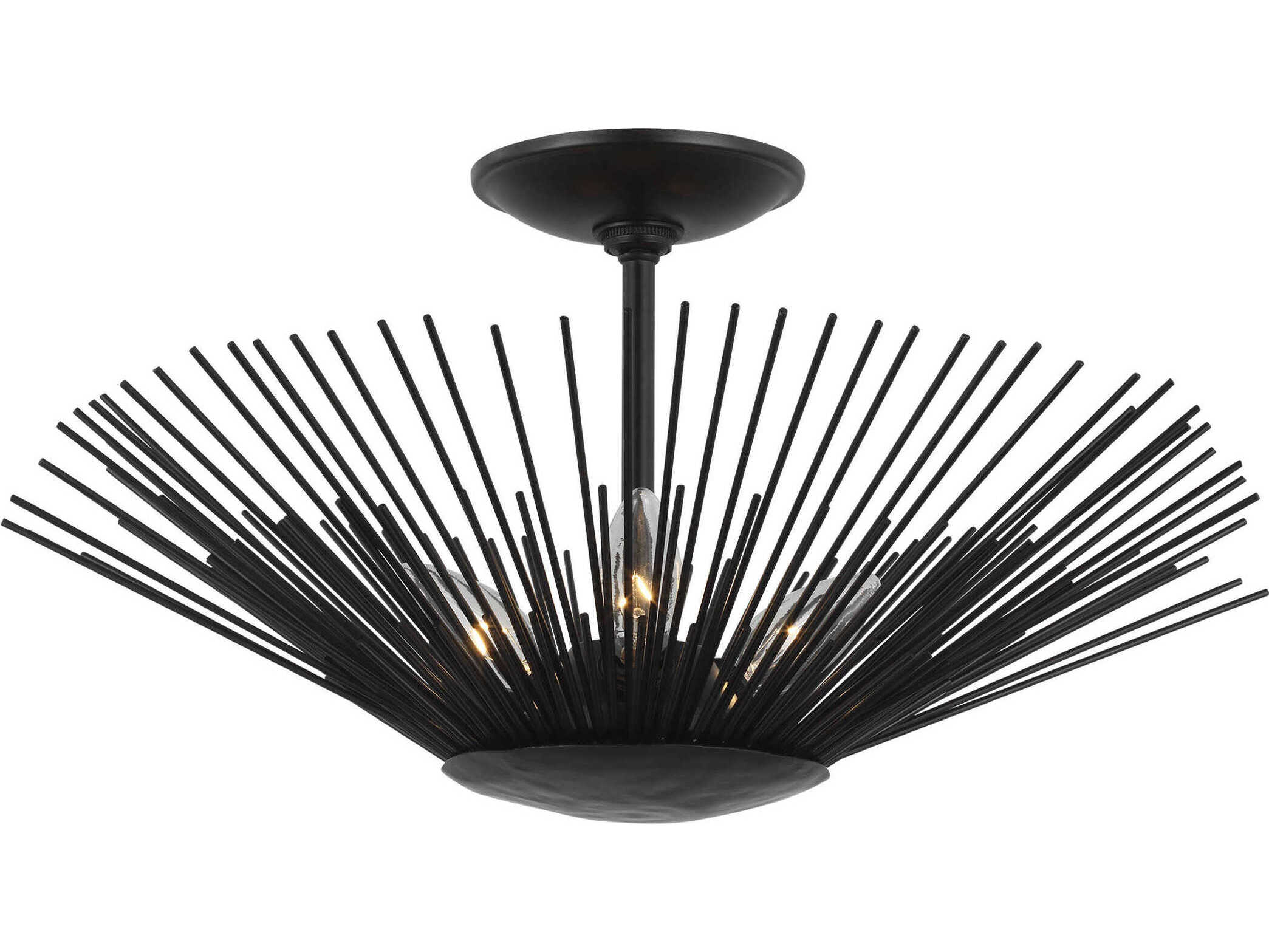 Visual Comfort Studio Helios 3-Light Aged Iron Black Semi Flush Mount
