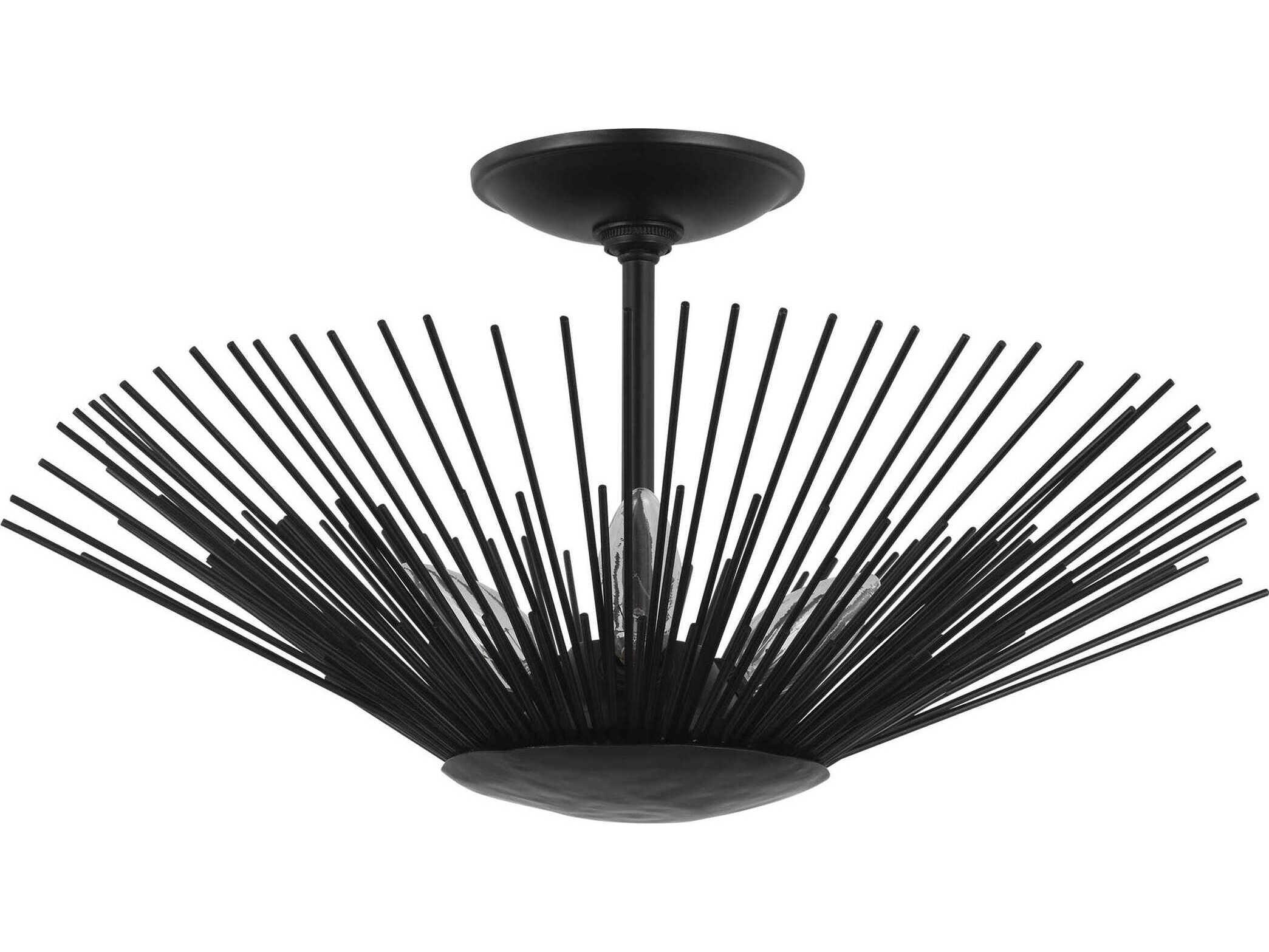 Visual Comfort Studio Helios 3-Light Aged Iron Black Semi Flush Mount