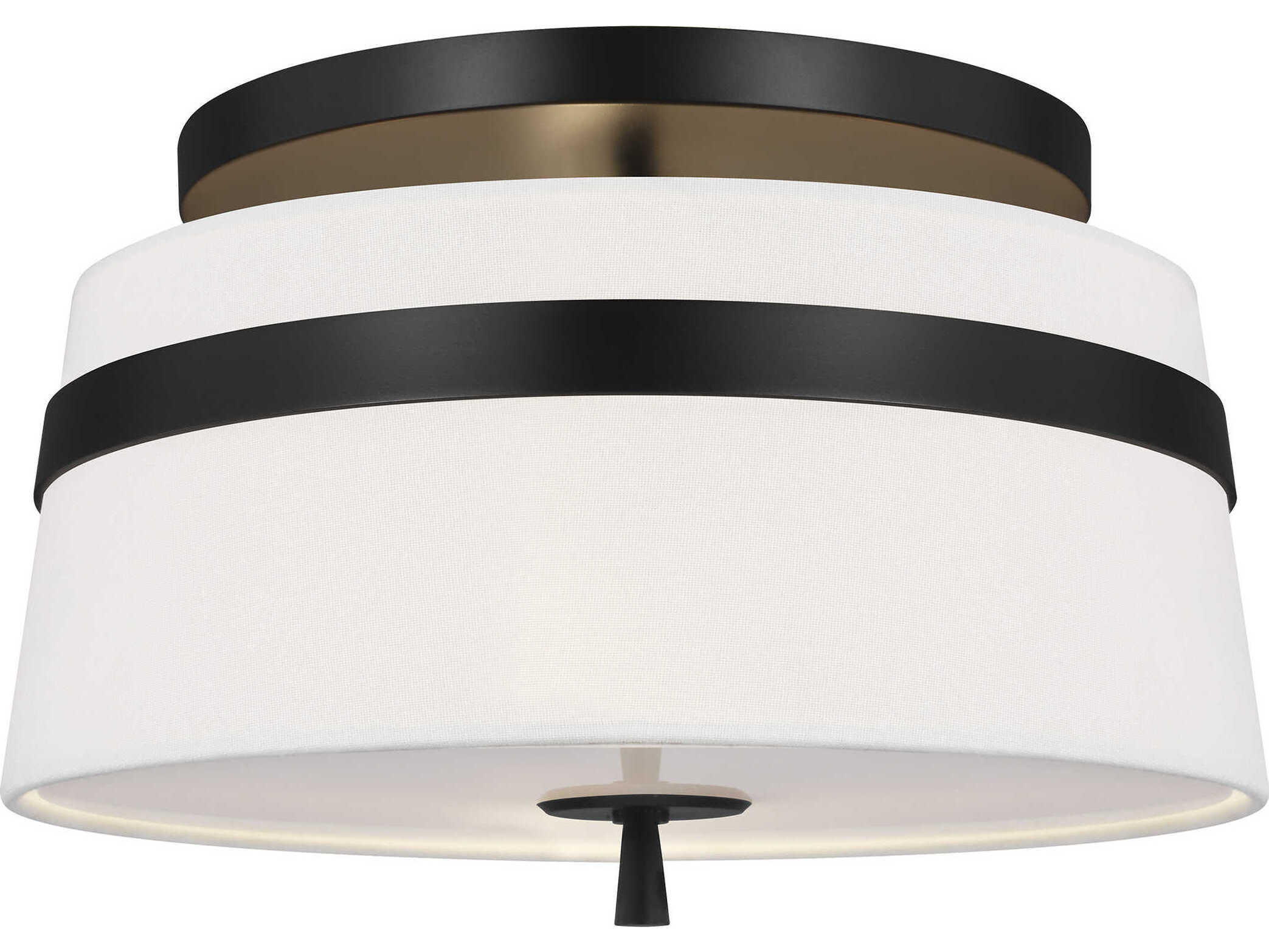 Visual Comfort Studio Cordtlandt 3-Light Aged Iron Black Drum Flush Mount