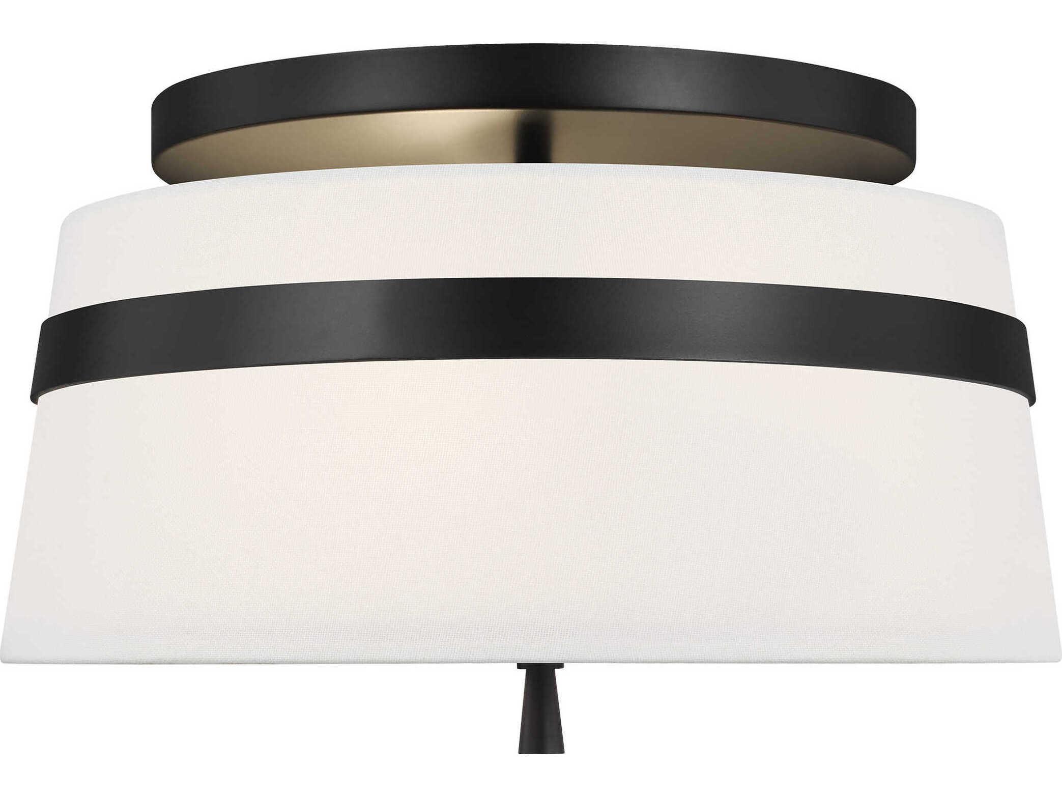 Visual Comfort Studio Cordtlandt 3-Light Aged Iron Black Drum Flush Mount