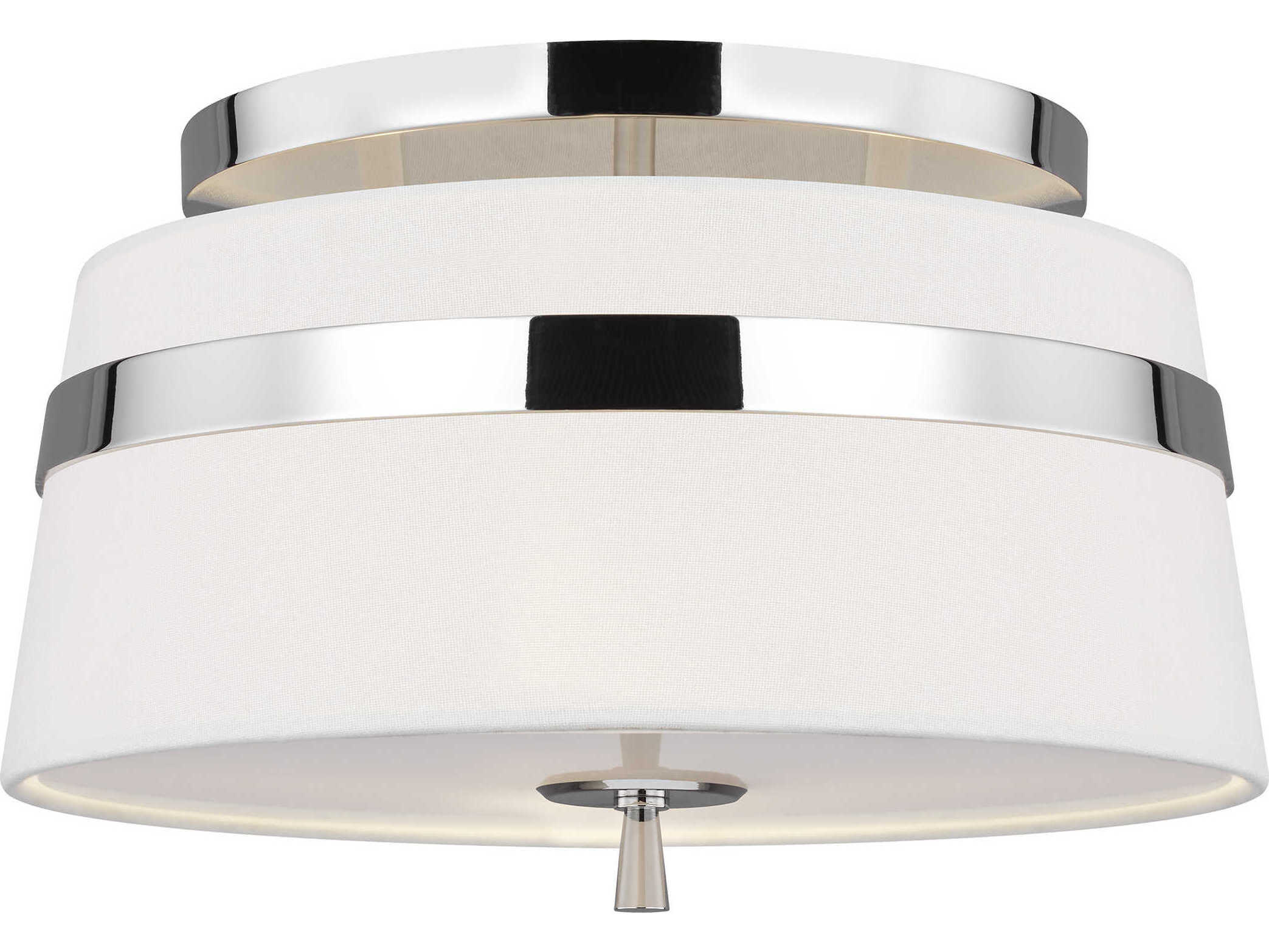 Visual Comfort Studio Cordtlandt 3-Light Polished Nickel Drum Flush Mount