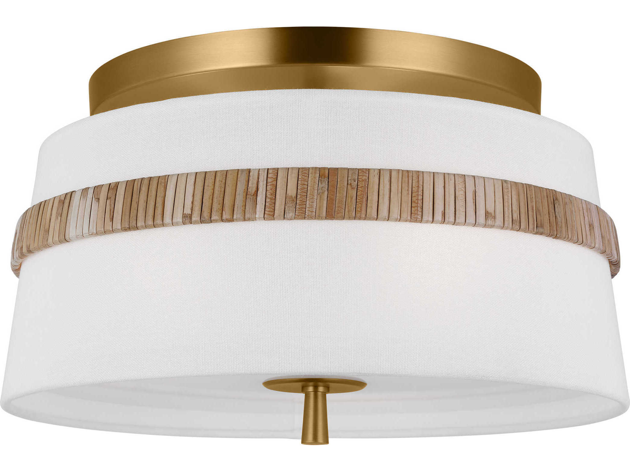 Visual Comfort Studio Cordtlandt 3-Light Rattan Brown Drum Semi Flush Mount