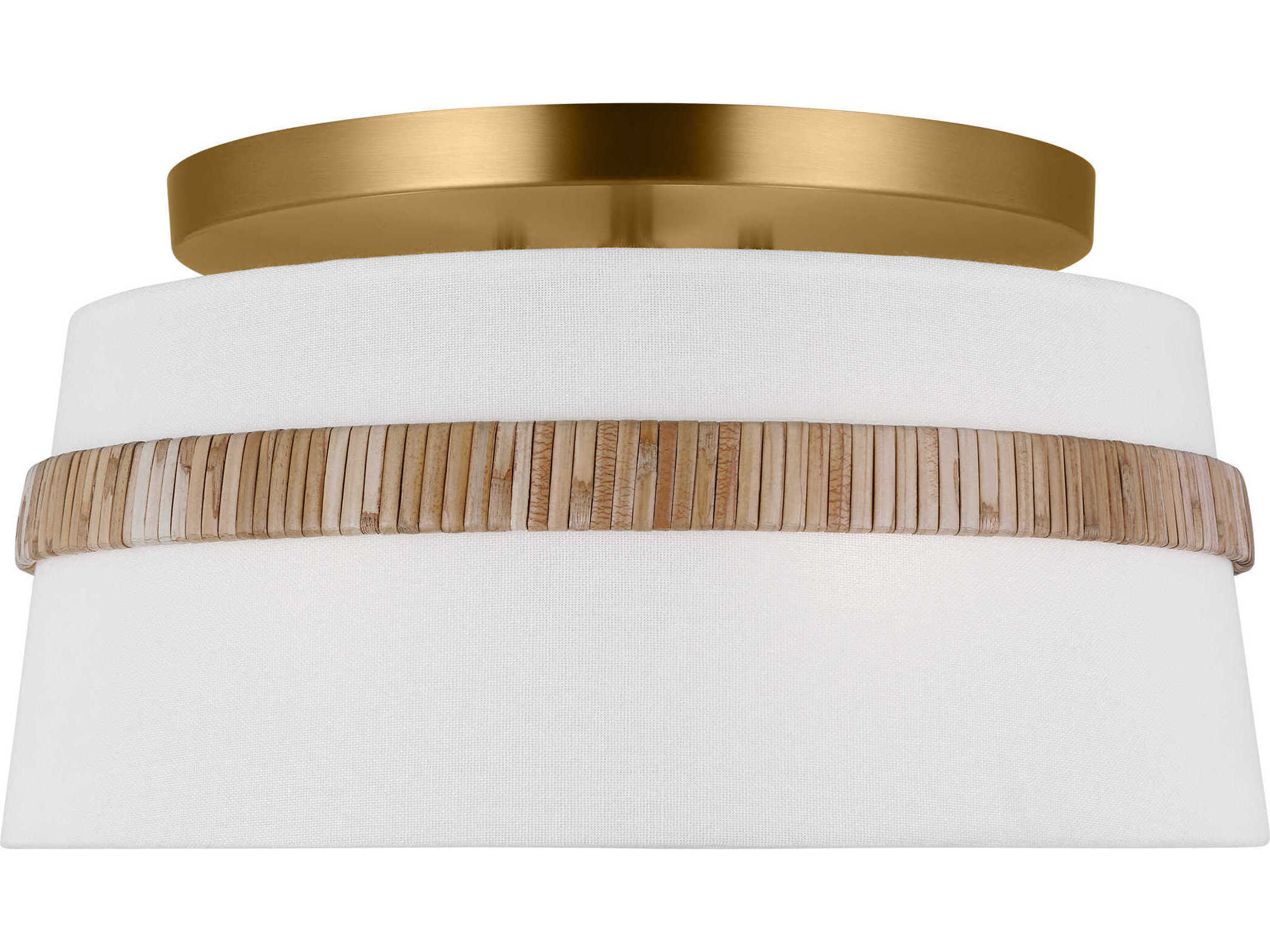 Visual Comfort Studio Cordtlandt 3-Light Rattan Brown Drum Semi Flush Mount