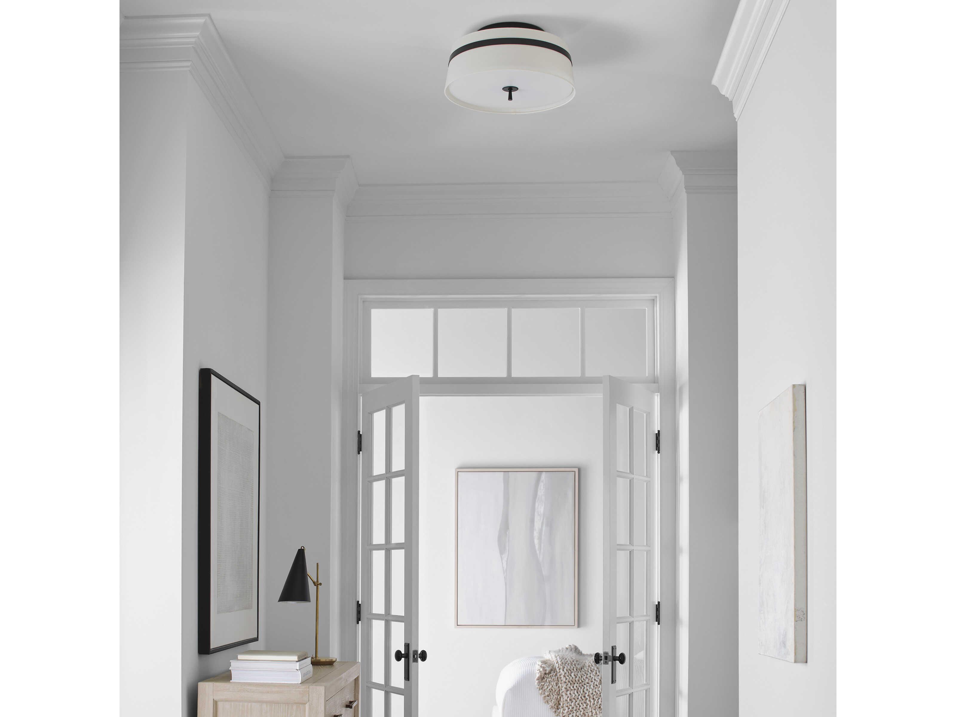 Visual Comfort Studio Cordtlandt 3-Light Aged Iron Black Drum Flush Mount