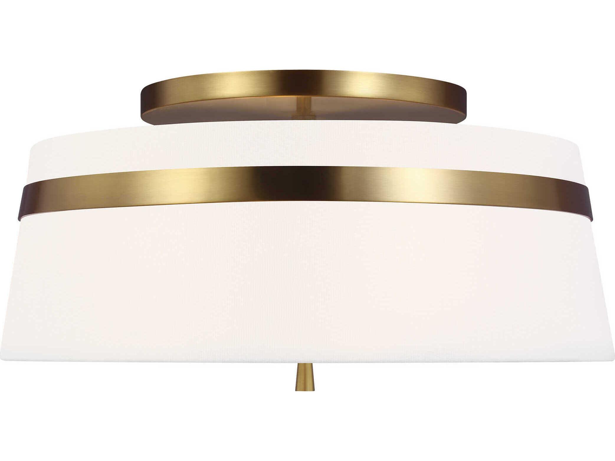 Visual Comfort Studio Cordtlandt 3-Light Burnished Brass Drum Flush Mount