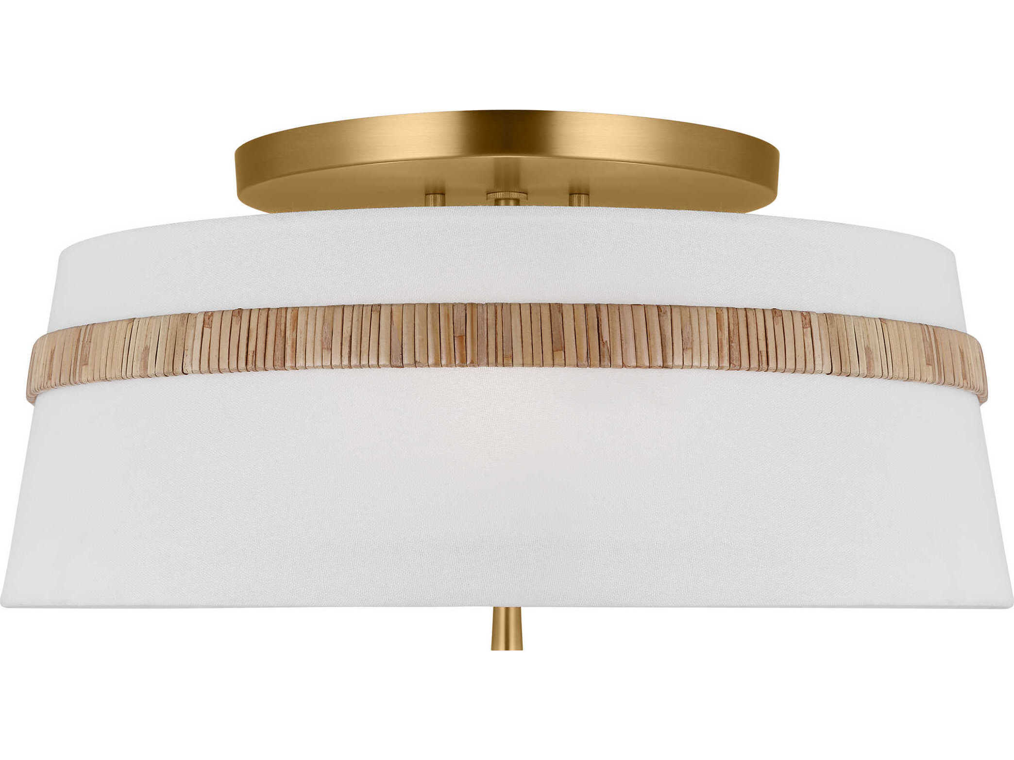 Visual Comfort Studio Cordtlandt 3-Light Rattan Brown Drum Semi Flush Mount