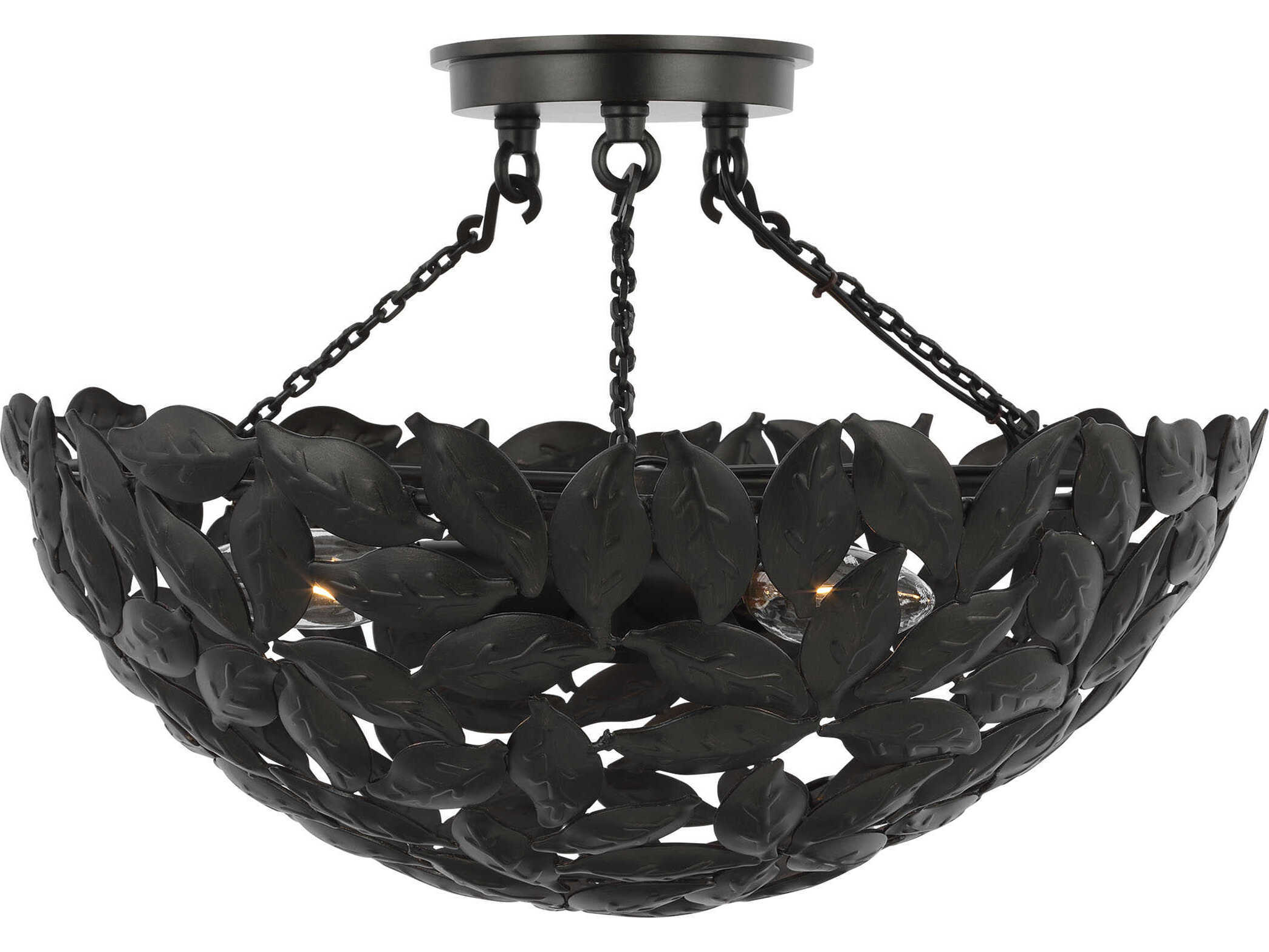 Visual Comfort Studio Kelan 3-Light Aged Iron Black Bowl Semi Flush Mount
