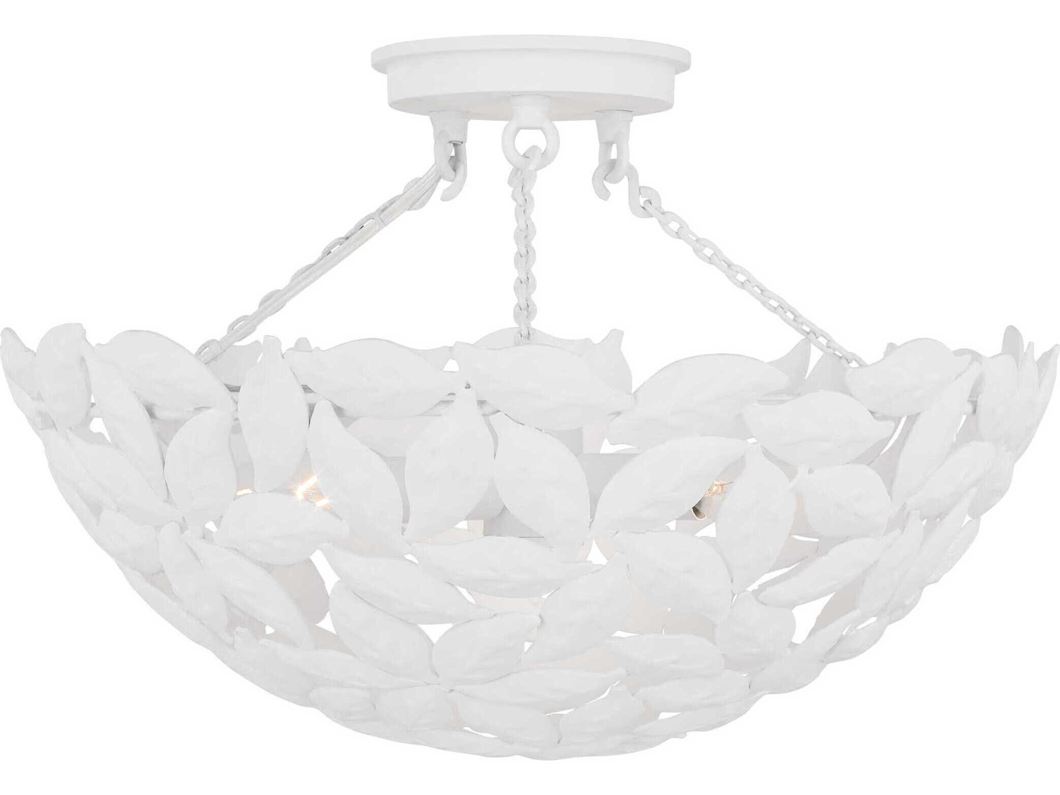 Visual Comfort Studio Kelan 3-Light Textured White Bowl Semi Flush Mount