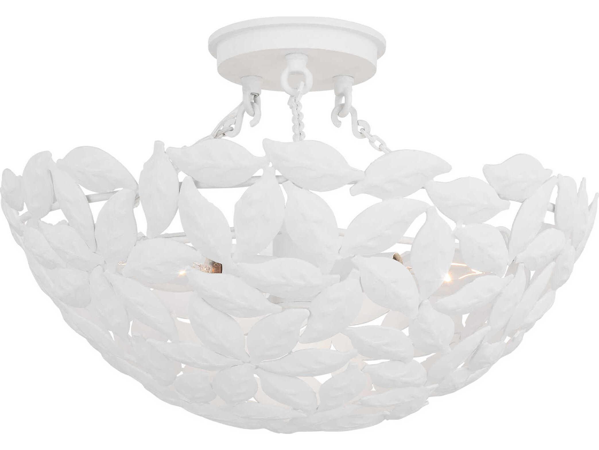 Visual Comfort Studio Kelan 3-Light Textured White Bowl Semi Flush Mount
