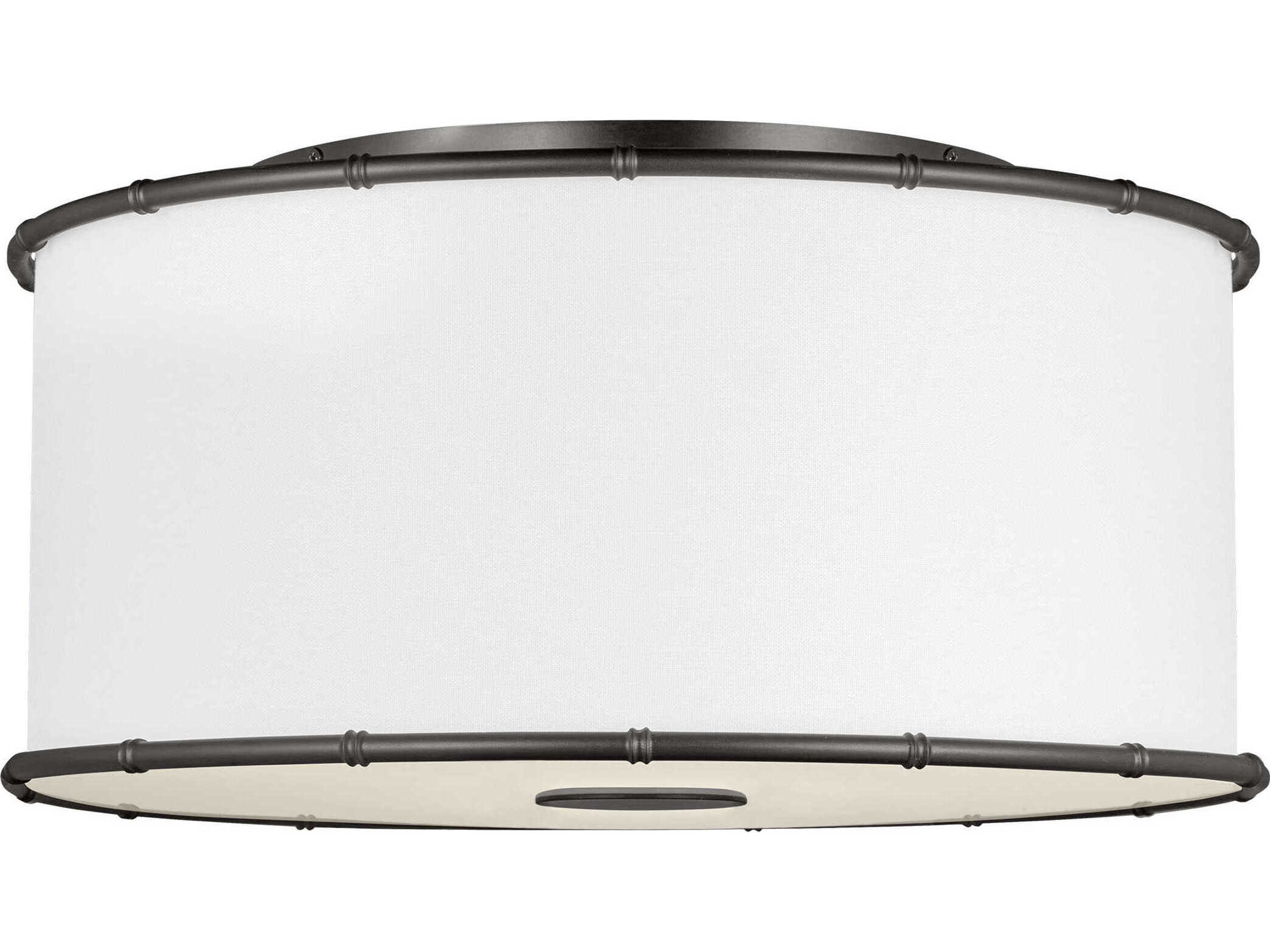 Visual Comfort Studio Aldric 2-Light Aged Iron Bronze Drum Flush Mount