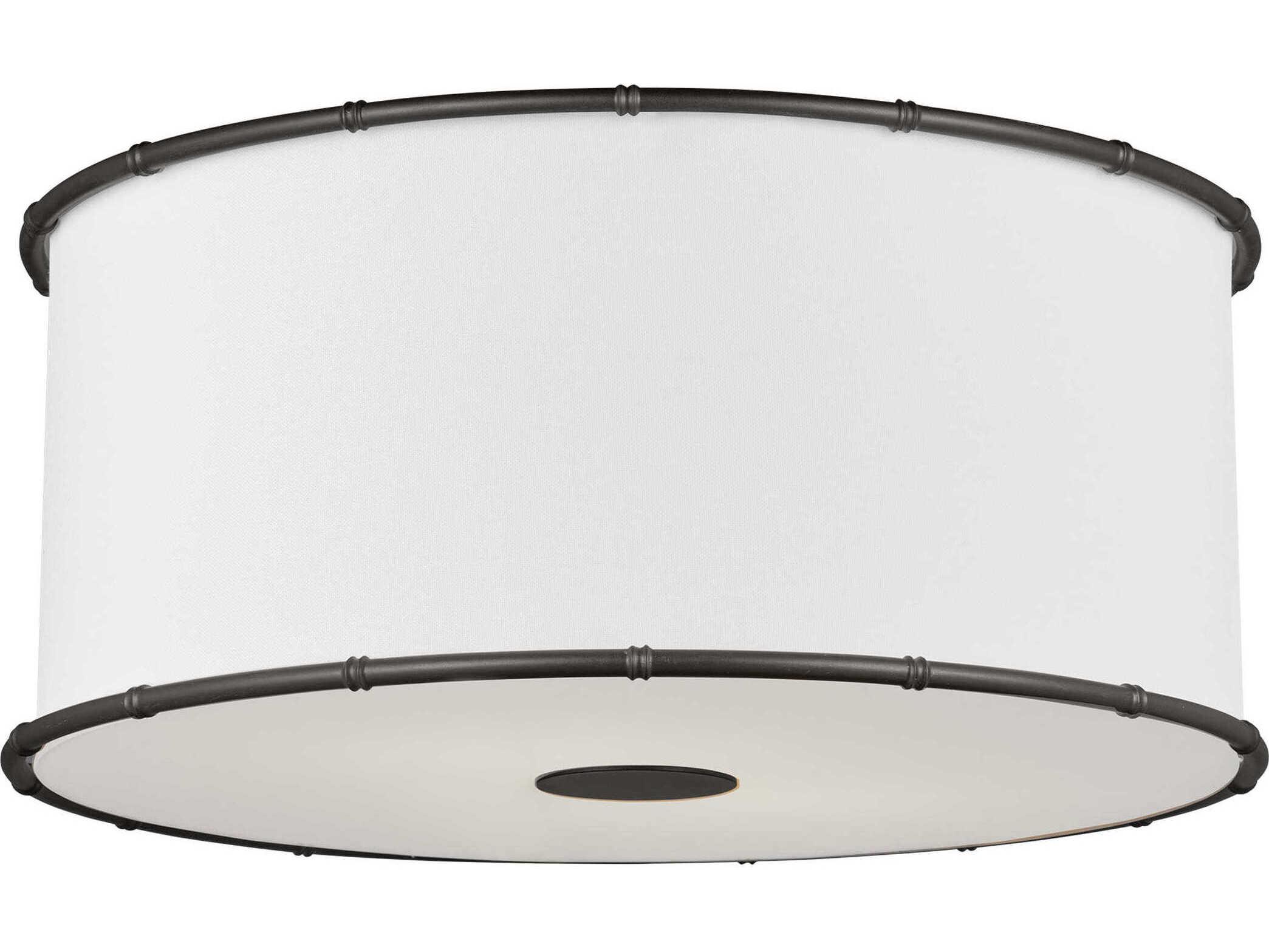 Visual Comfort Studio Aldric 2-Light Aged Iron Bronze Drum Flush Mount