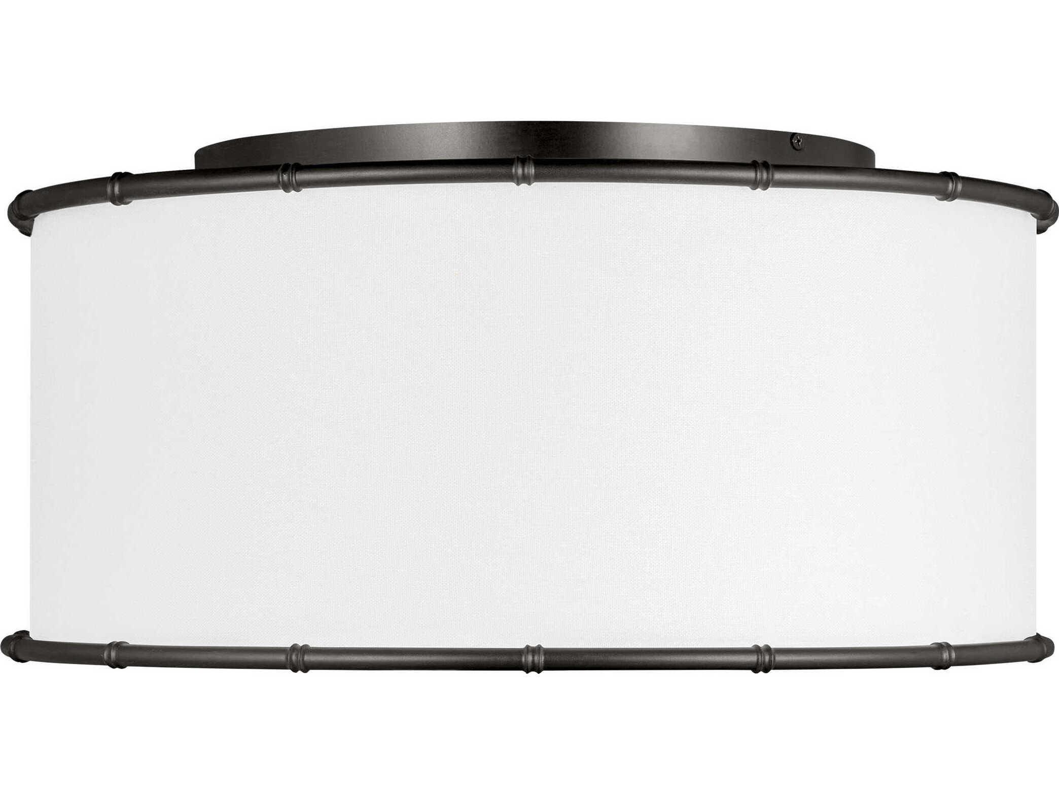 Visual Comfort Studio Aldric 2-Light Aged Iron Bronze Drum Flush Mount
