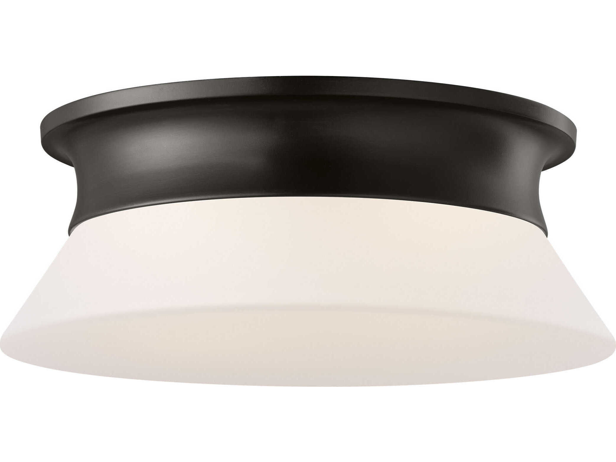 Visual Comfort Studio Panos 2-Light Aged Iron Black Round Flush Mount