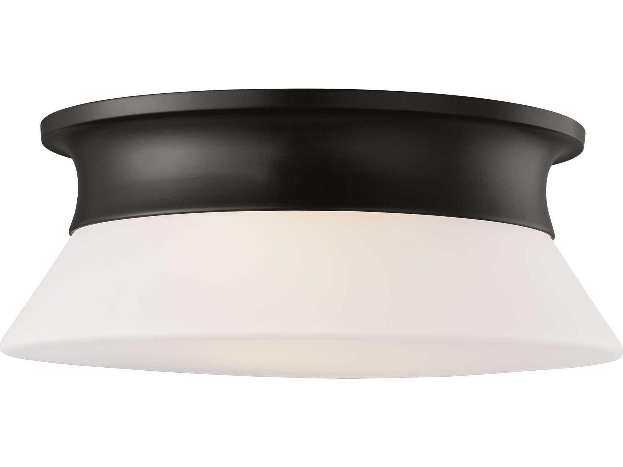 Visual Comfort Studio Panos 2-Light Aged Iron Black Round Flush Mount