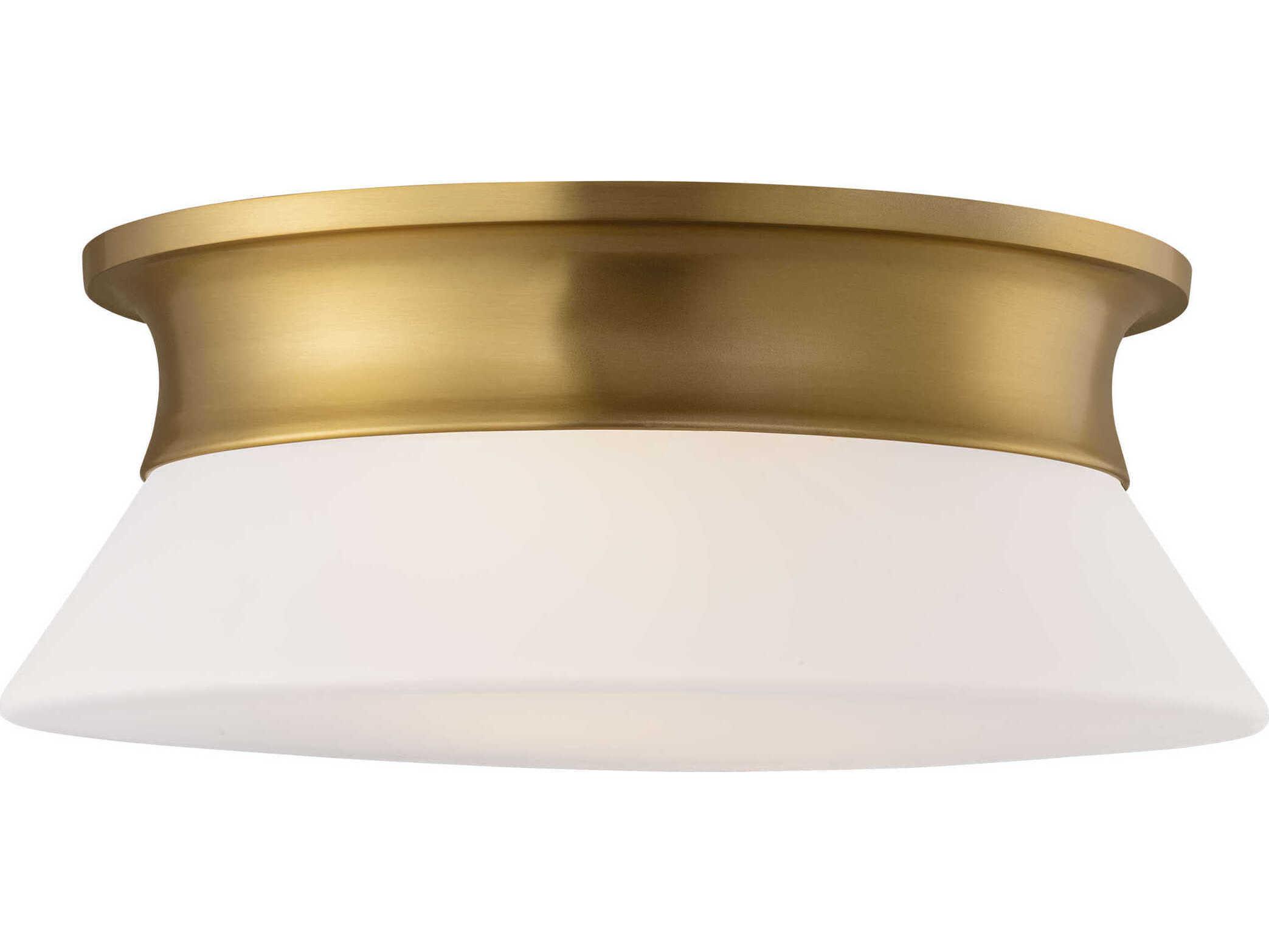 Visual Comfort Studio Panos 2-Light Burnished Brass Round Flush Mount