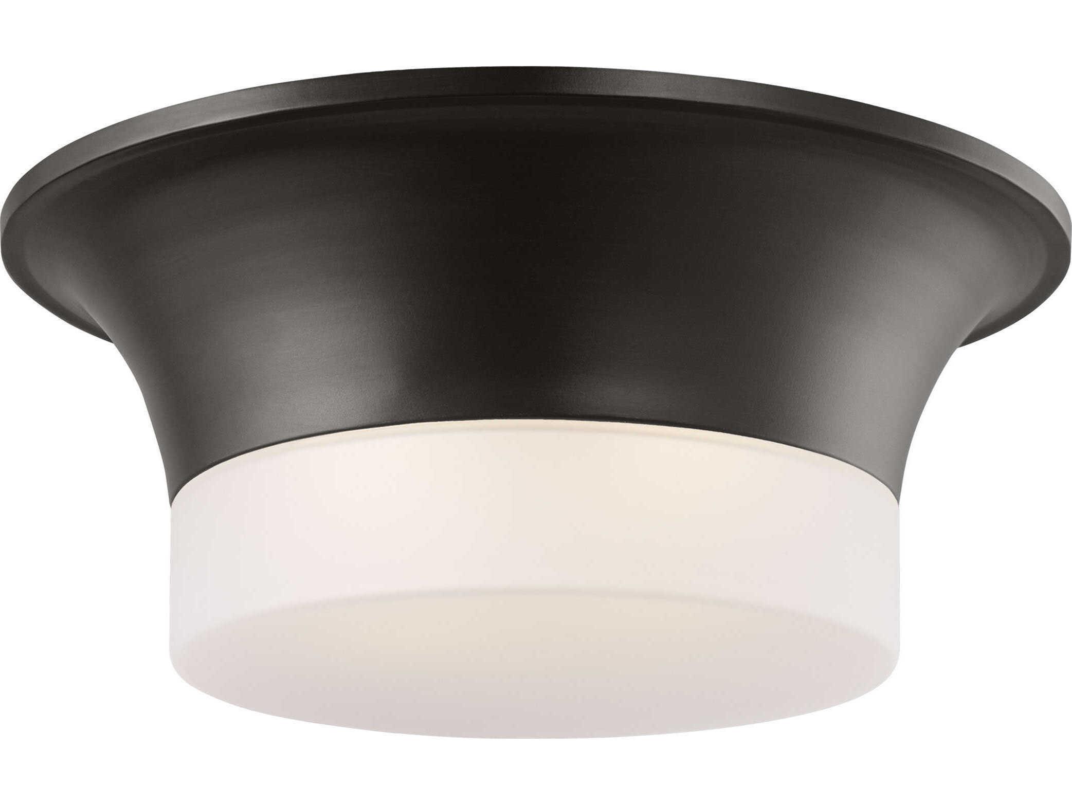 Visual Comfort Studio Sina 2-Light Aged Iron Black Round Flush Mount