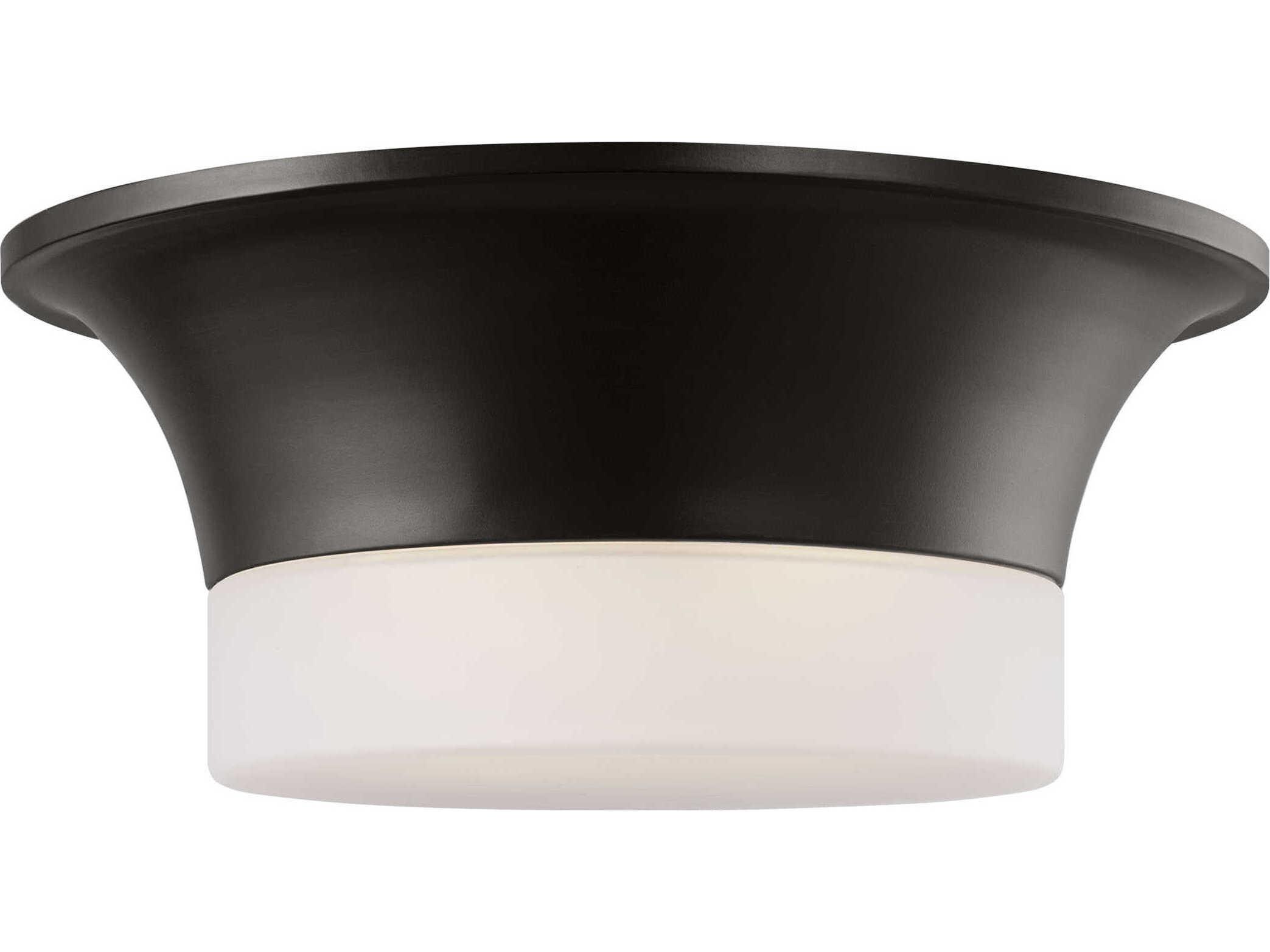 Visual Comfort Studio Sina 2-Light Aged Iron Black Round Flush Mount