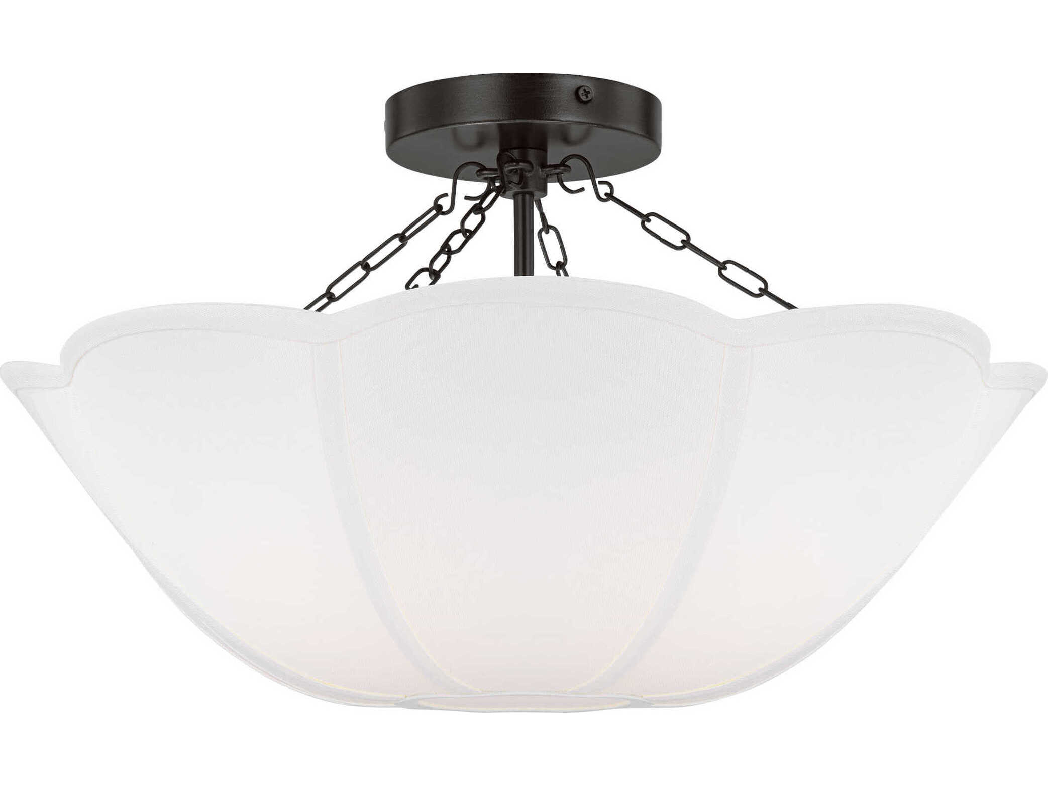Visual Comfort Studio Stassi 2-Light Aged Iron Black Bowl Semi Flush Mount