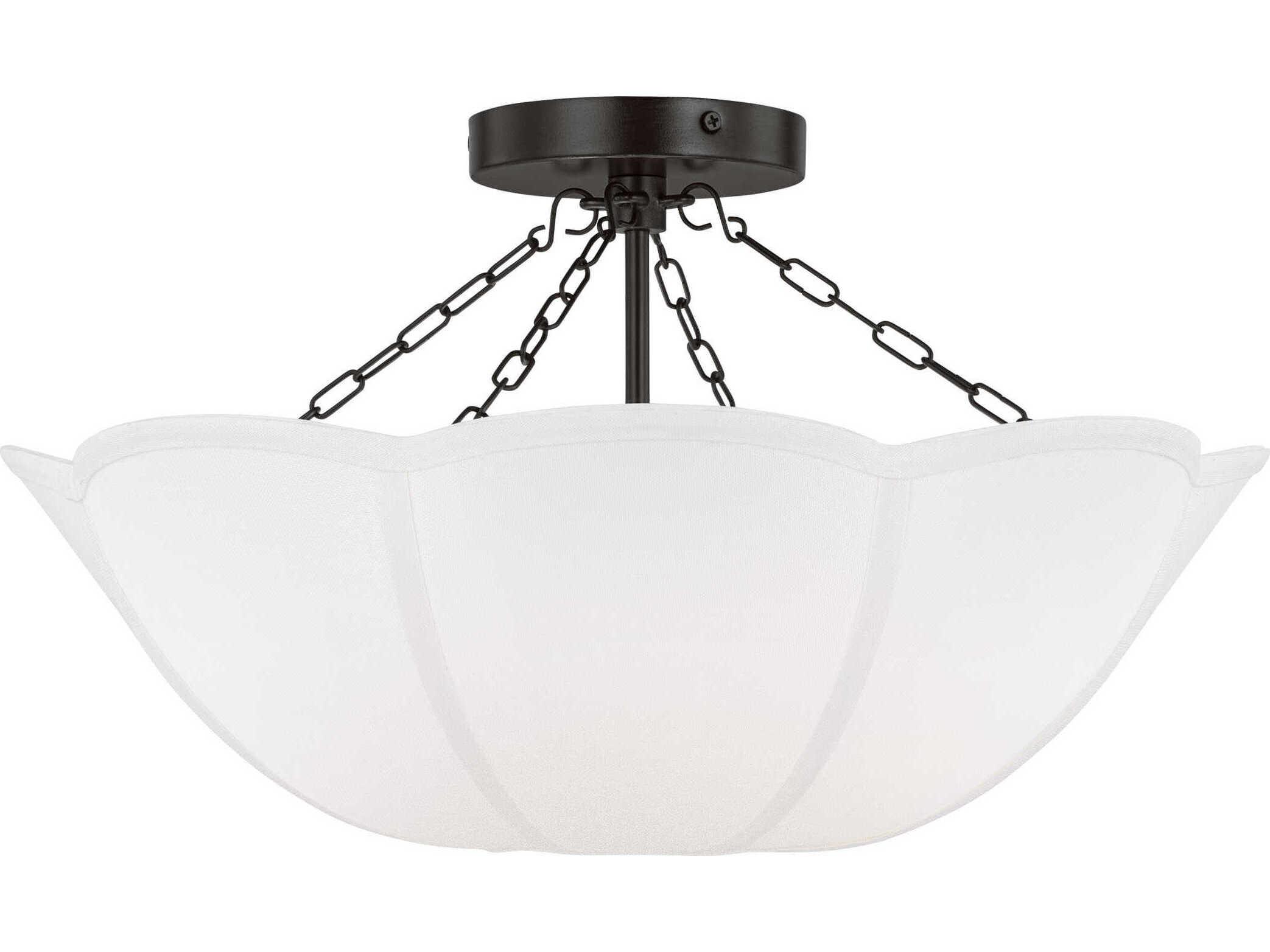 Visual Comfort Studio Stassi 2-Light Aged Iron Black Bowl Semi Flush Mount