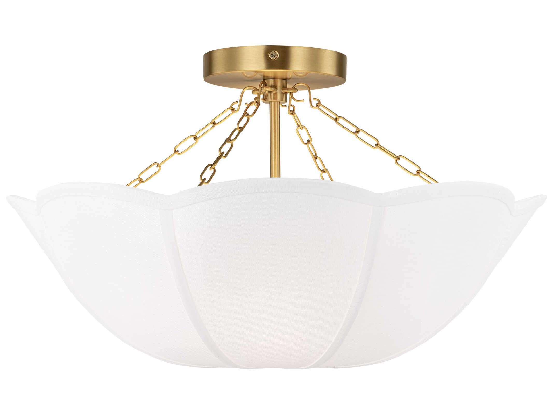 Visual Comfort Studio Stassi 2-Light Burnished Brass Bowl Semi Flush Mount