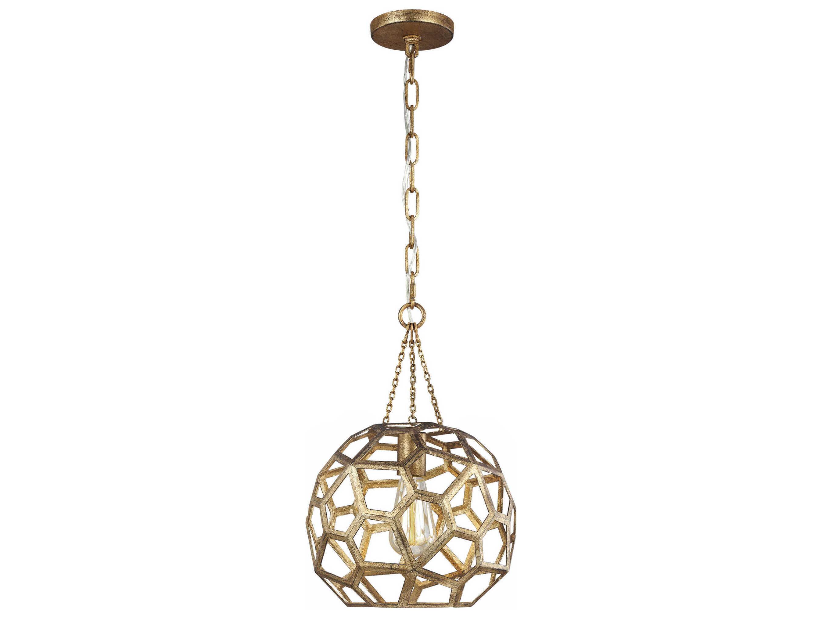 Visual Comfort Studio Feccetta 1-Light Antique Gild Gold Geometric Mini Pendant
