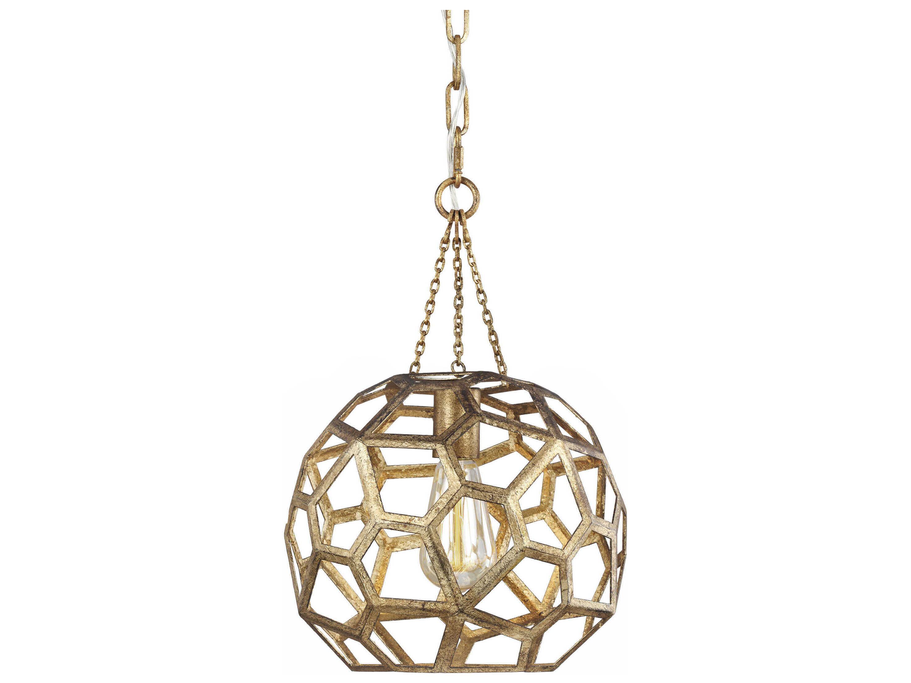 Visual Comfort Studio Feccetta 1-Light Antique Gild Gold Geometric Mini Pendant