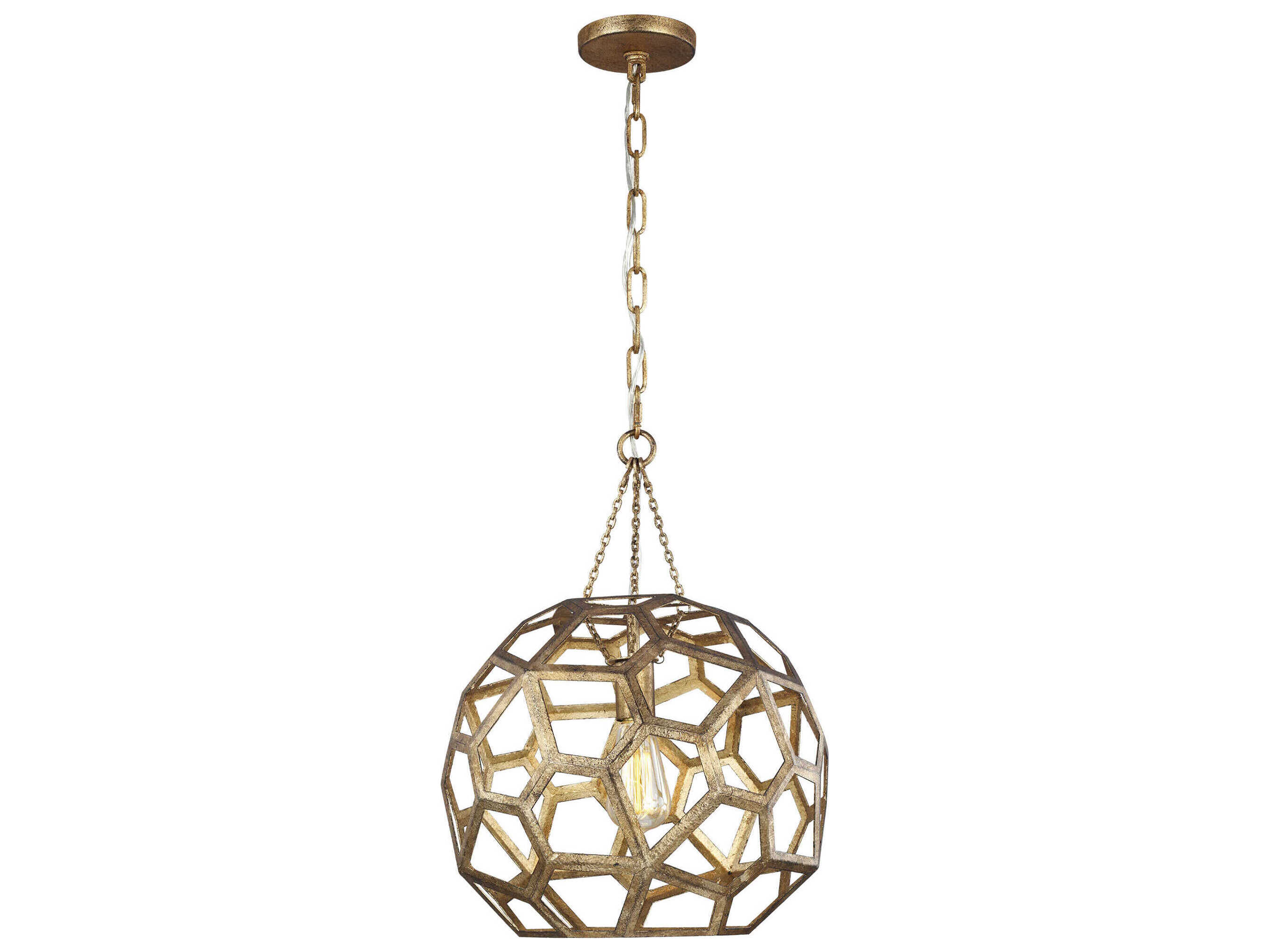 Visual Comfort Studio Feccetta 1-Light Antique Gild Gold Geometric Pendant