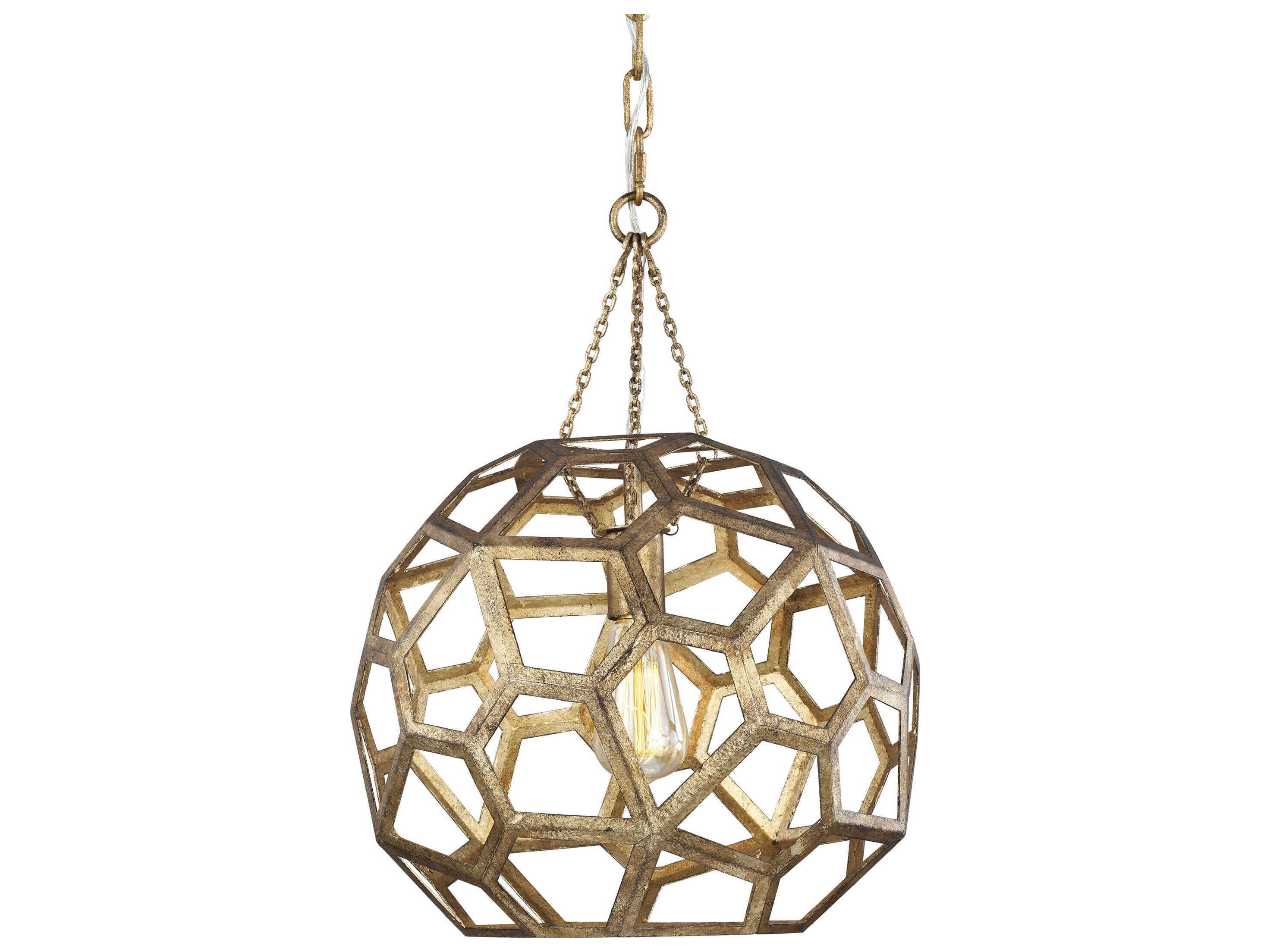 Visual Comfort Studio Feccetta 1-Light Antique Gild Gold Geometric Pendant