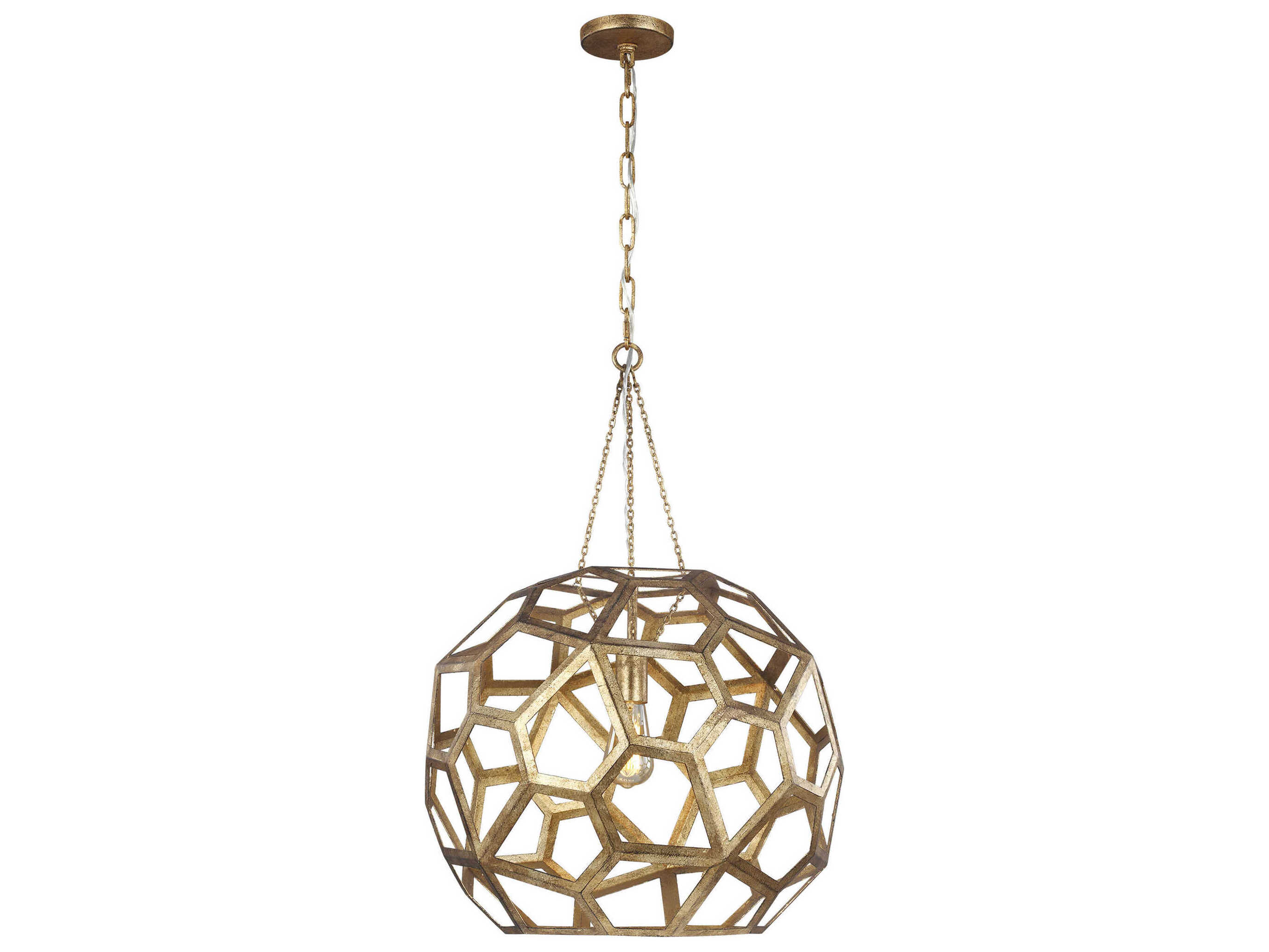 Visual Comfort Studio Feccetta 1-Light Antique Gild Gold Geometric Pendant
