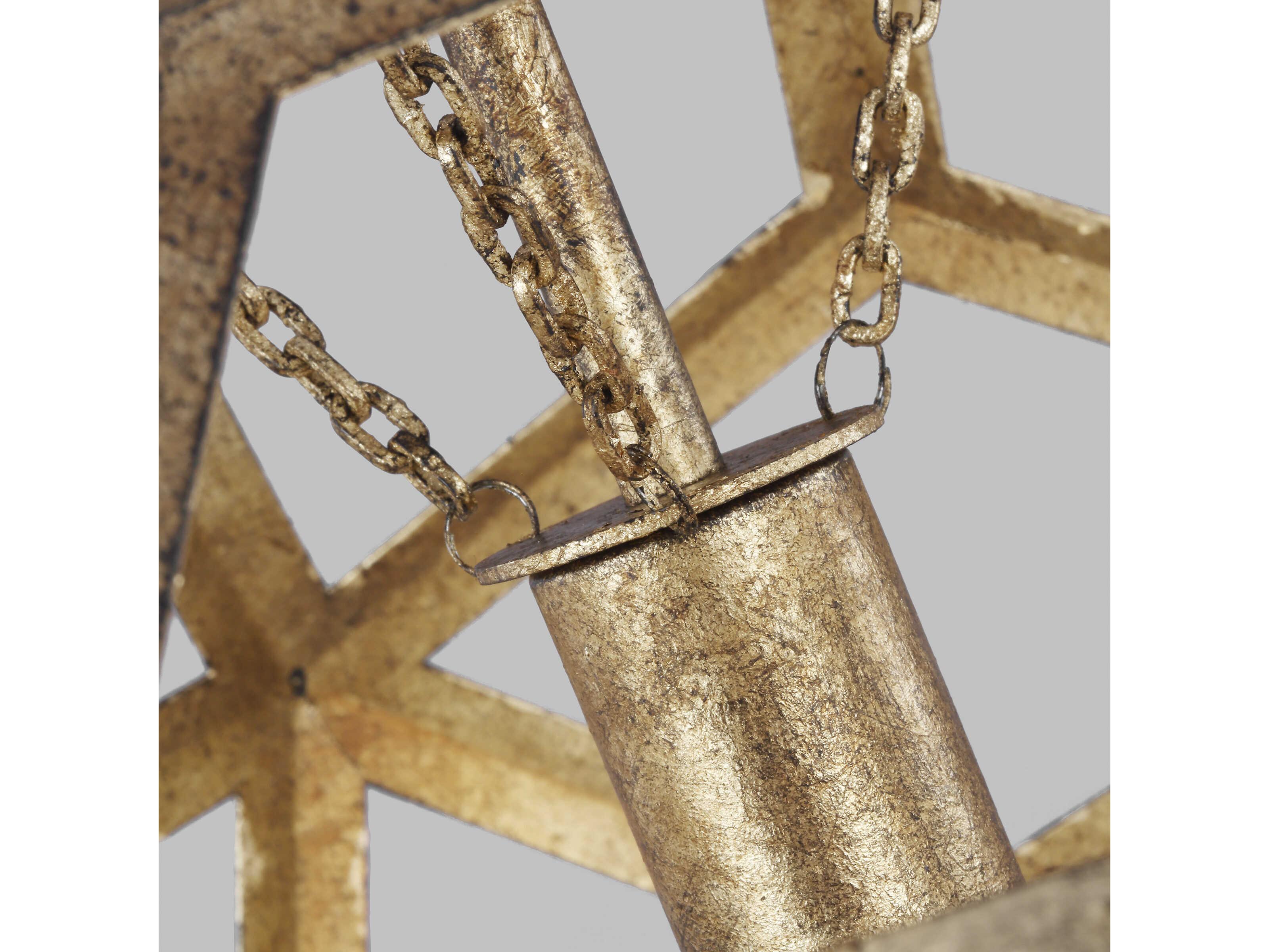 Visual Comfort Studio Feccetta 1-Light Antique Gild Gold Geometric Pendant