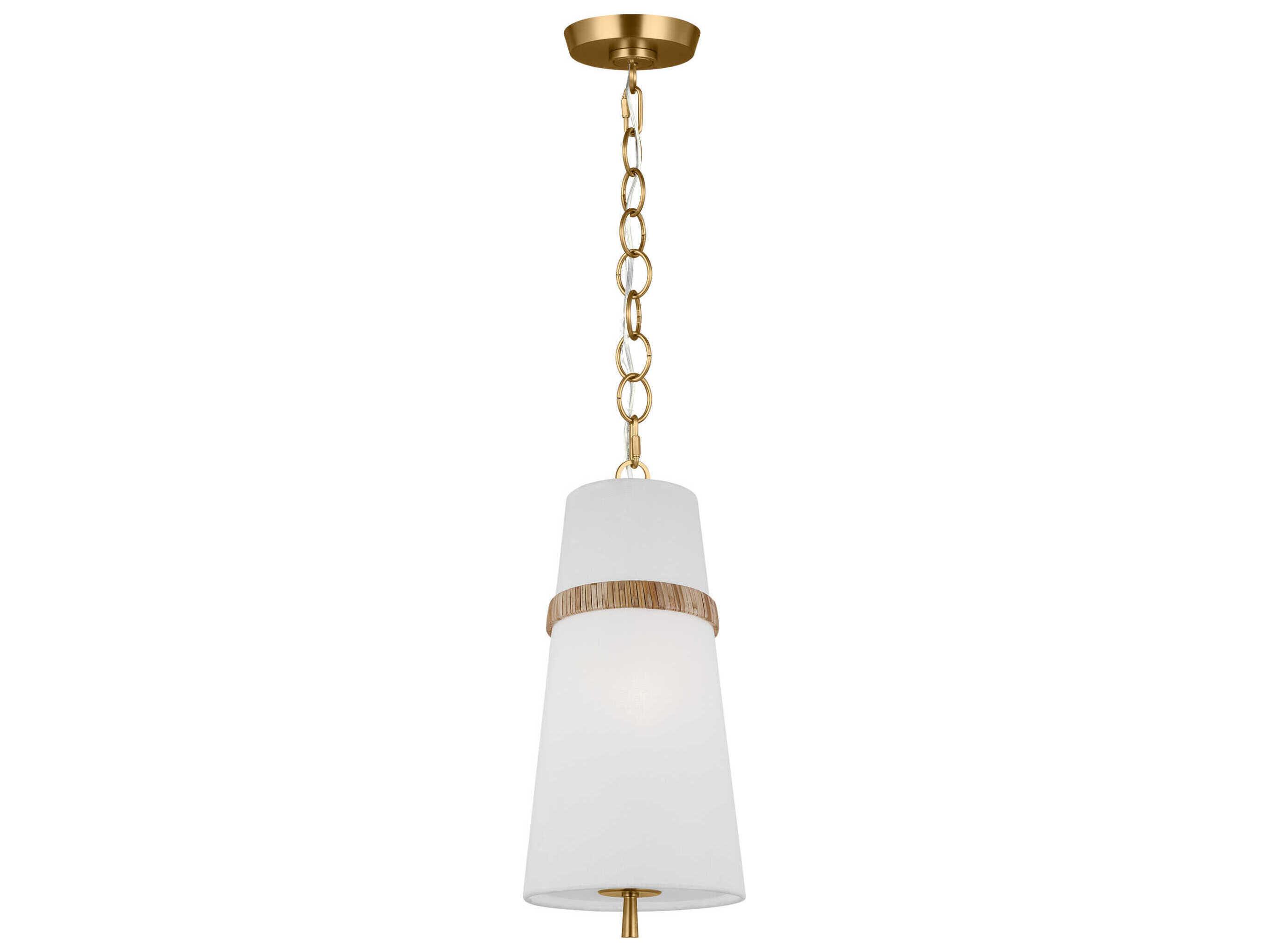 Visual Comfort Studio Cordtlandt 1-Light Rattan Brown Cylinder Mini Pendant
