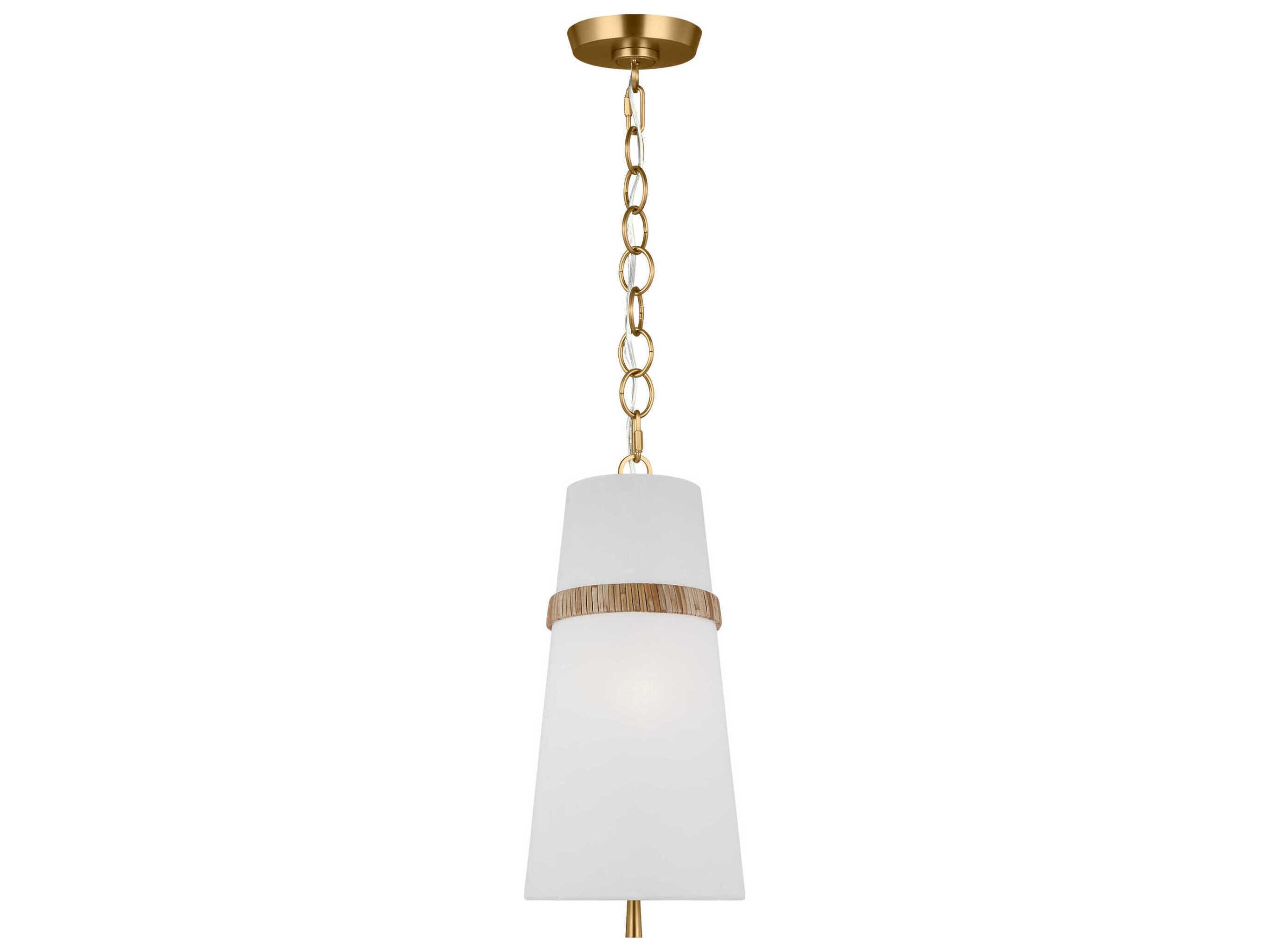 Visual Comfort Studio Cordtlandt 1-Light Rattan Brown Cylinder Mini Pendant
