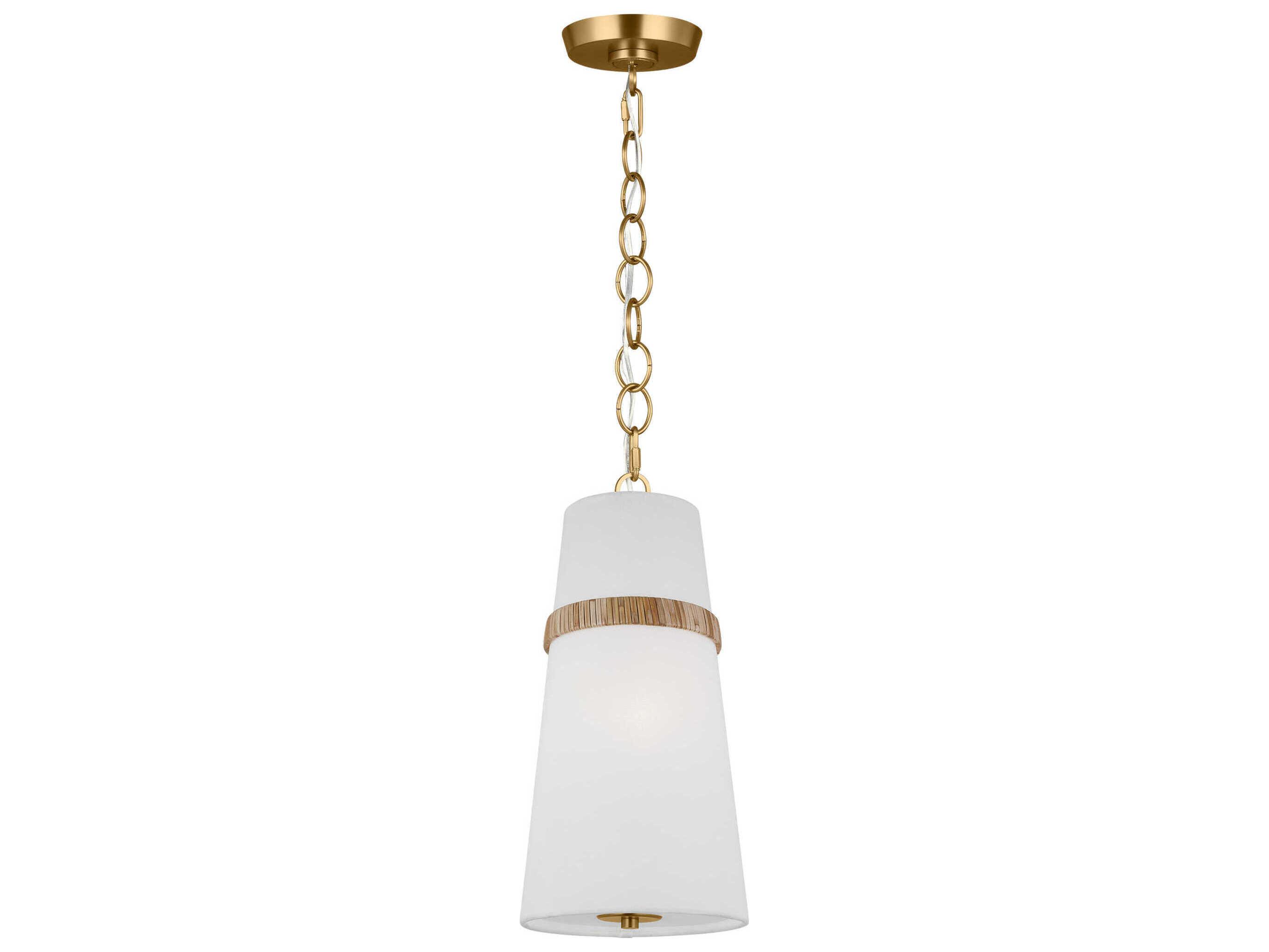Visual Comfort Studio Cordtlandt 1-Light Rattan Brown Cylinder Mini Pendant