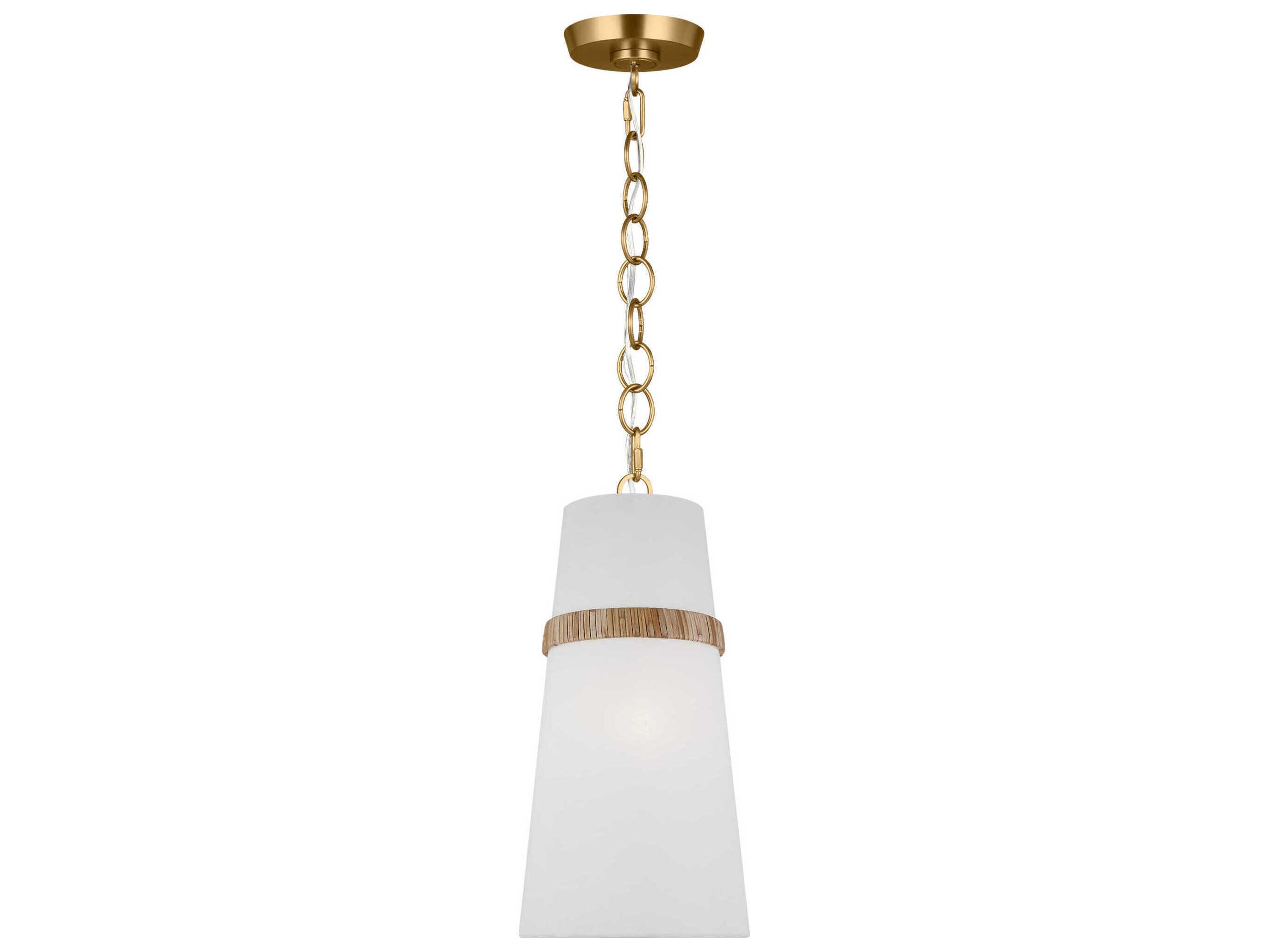 Visual Comfort Studio Cordtlandt 1-Light Rattan Brown Cylinder Mini Pendant