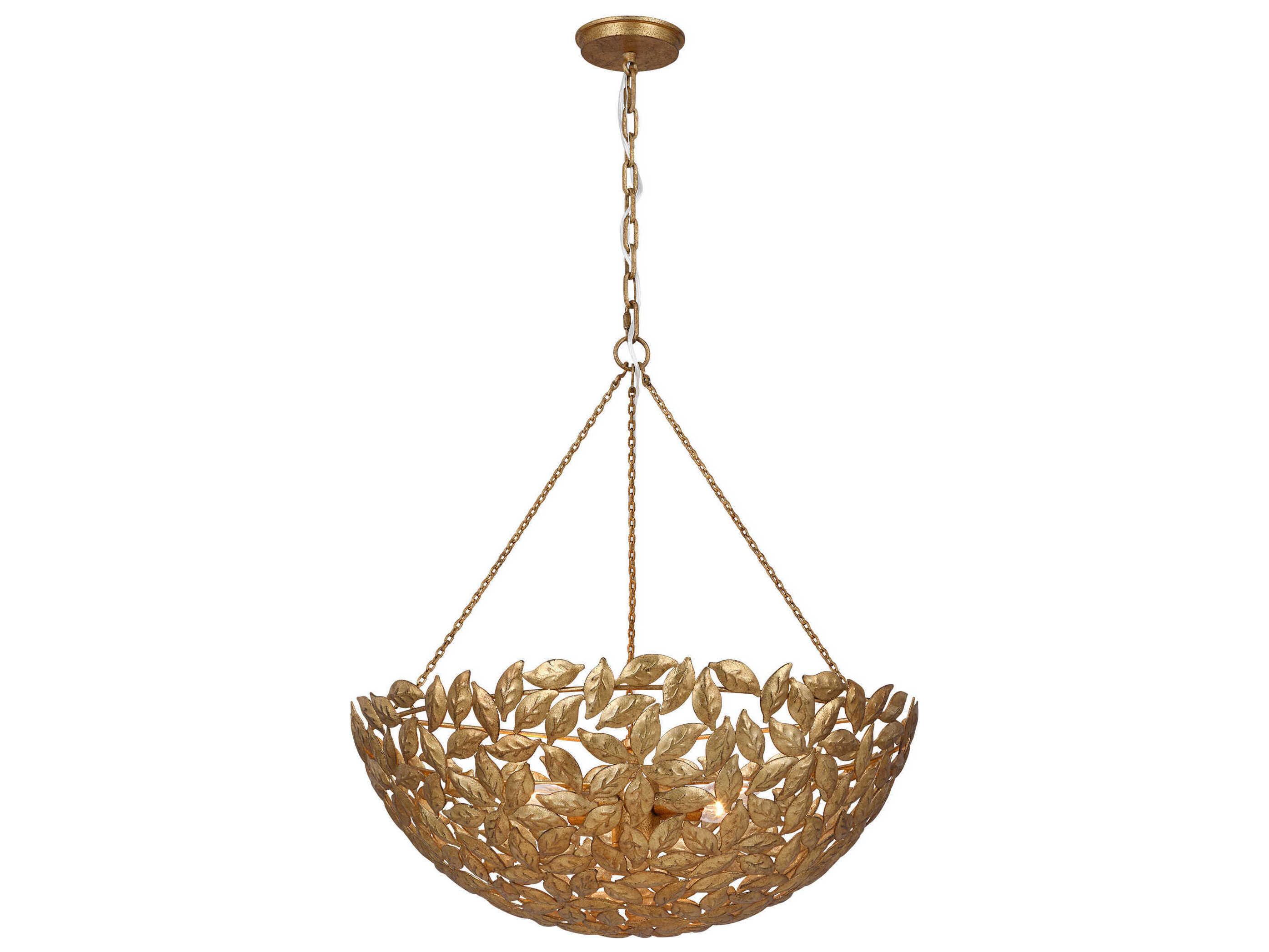 Visual Comfort Studio Kelan 6-Light Antique Gild Gold Bowl Pendant