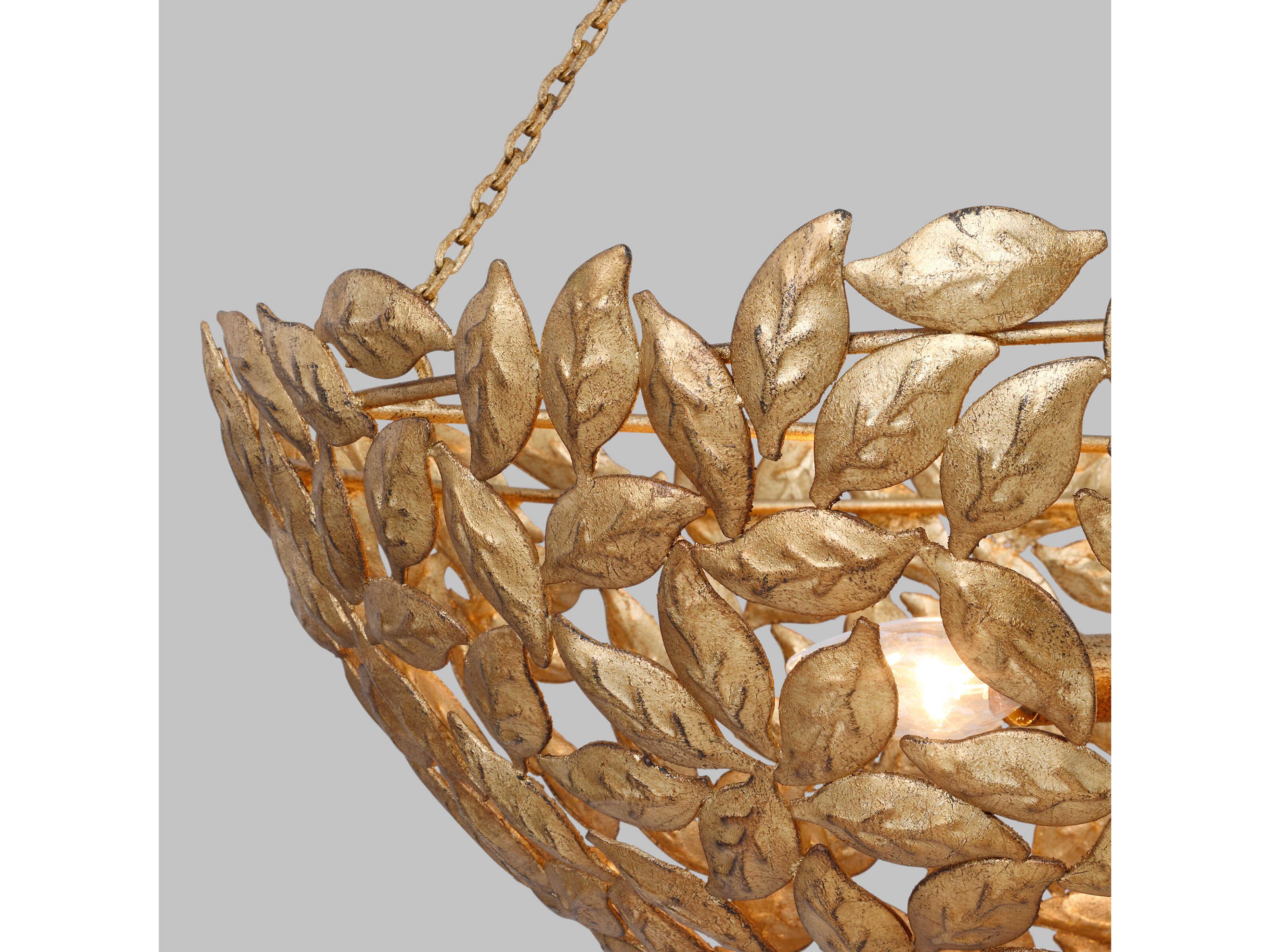 Visual Comfort Studio Kelan 6-Light Antique Gild Gold Bowl Pendant