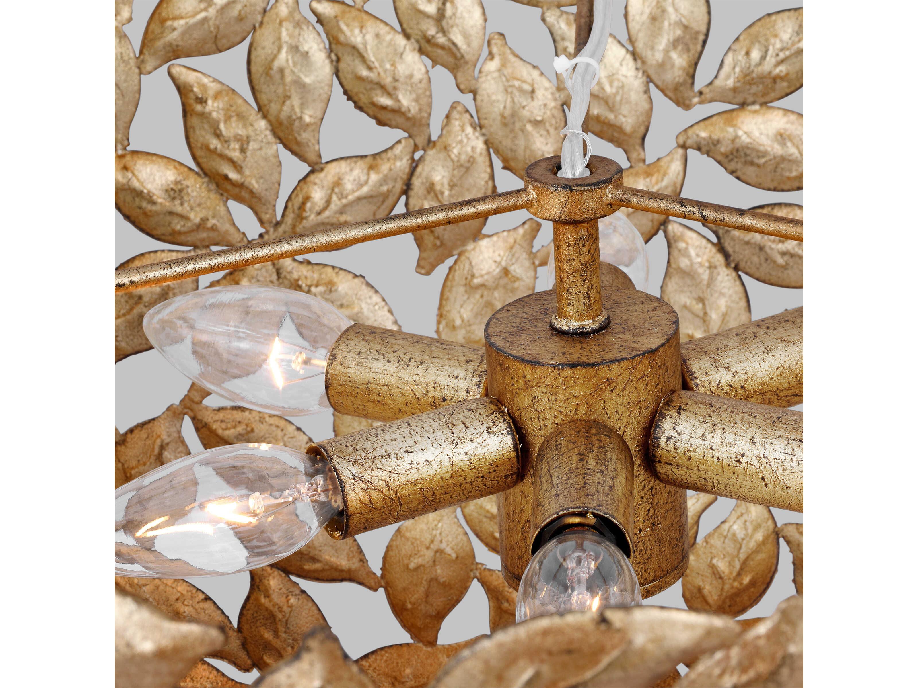 Visual Comfort Studio Kelan 6-Light Antique Gild Gold Bowl Pendant