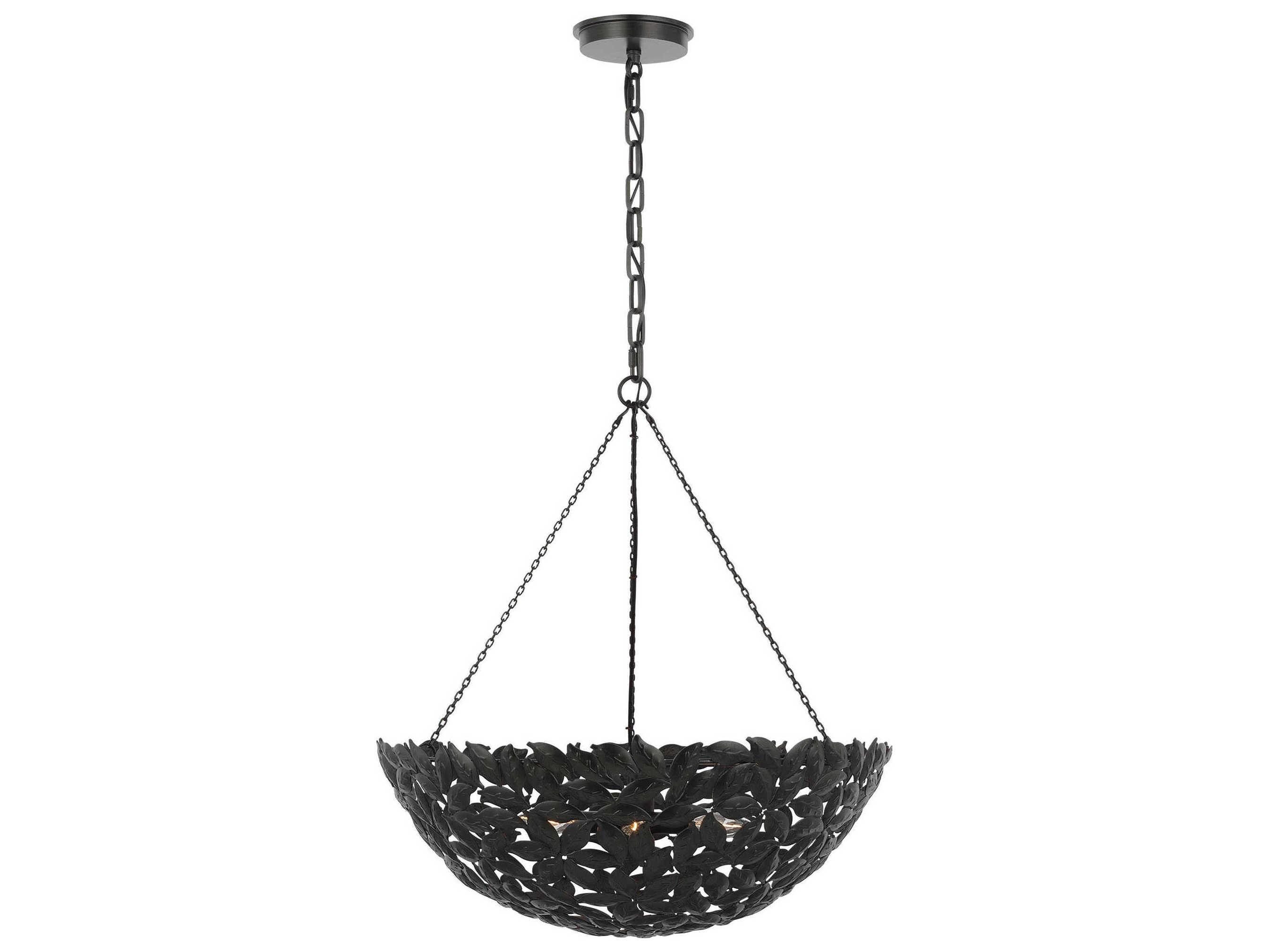 Visual Comfort Studio Kelan 6-Light Aged Iron Black Bowl Pendant