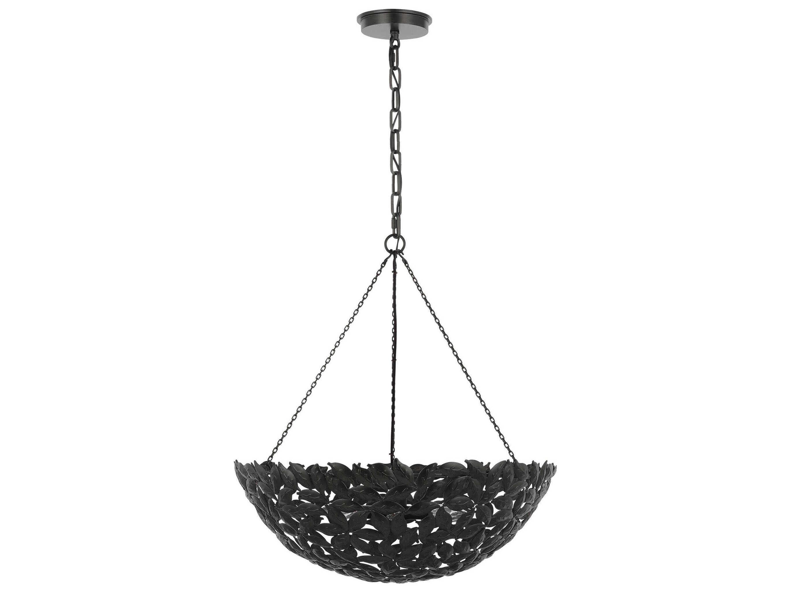 Visual Comfort Studio Kelan 6-Light Aged Iron Black Bowl Pendant