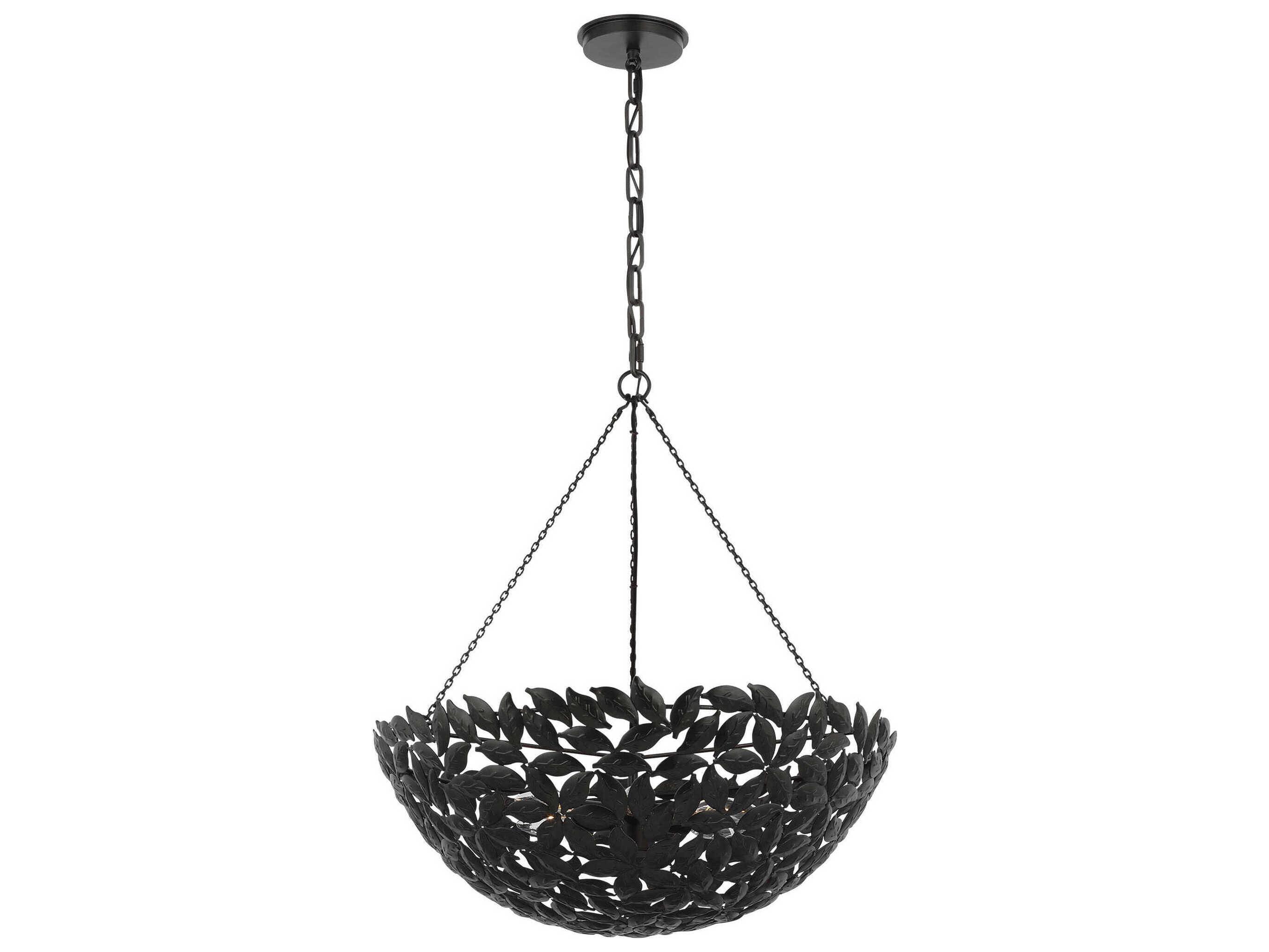 Visual Comfort Studio Kelan 6-Light Aged Iron Black Bowl Pendant