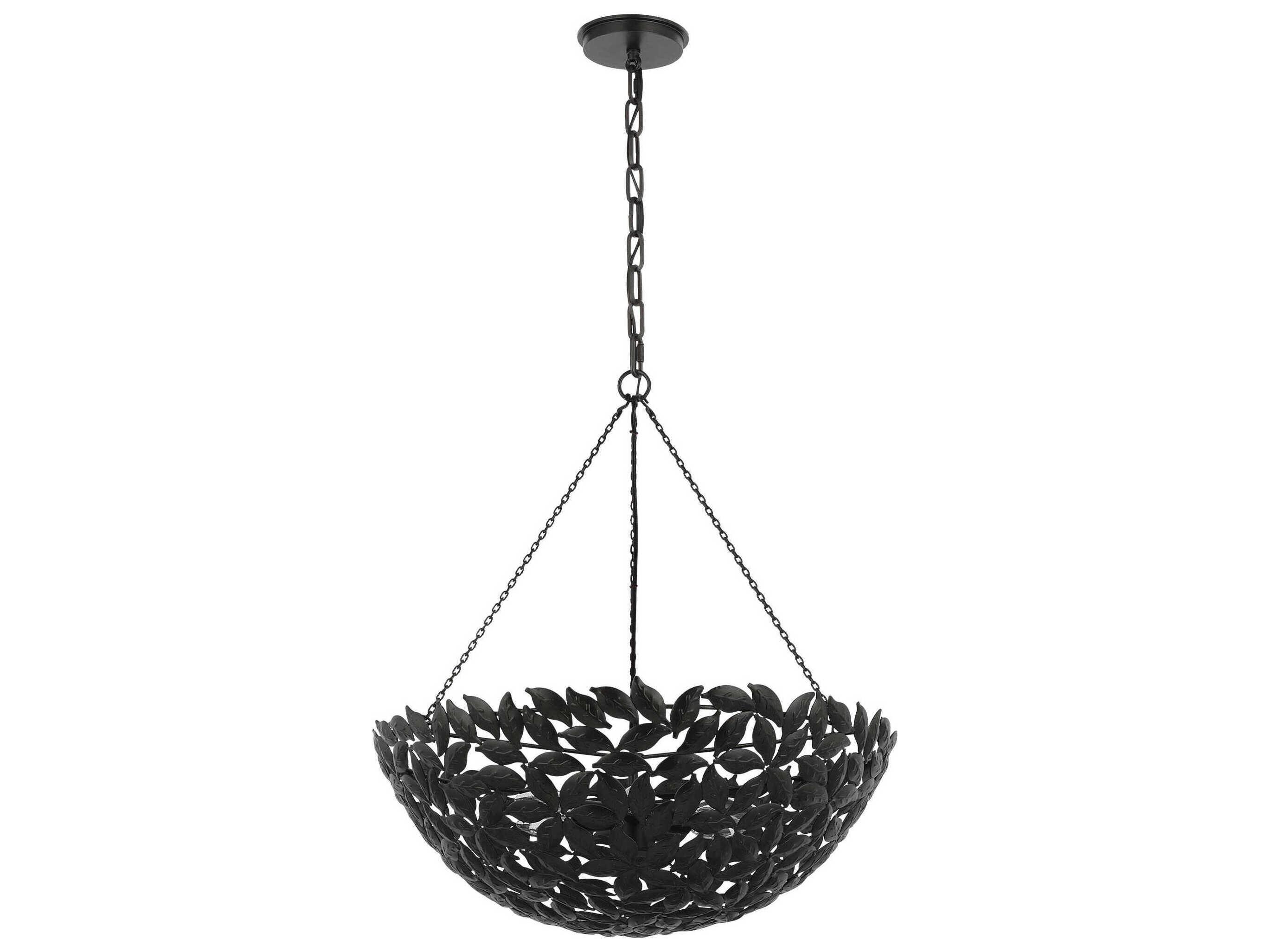 Visual Comfort Studio Kelan 6-Light Aged Iron Black Bowl Pendant