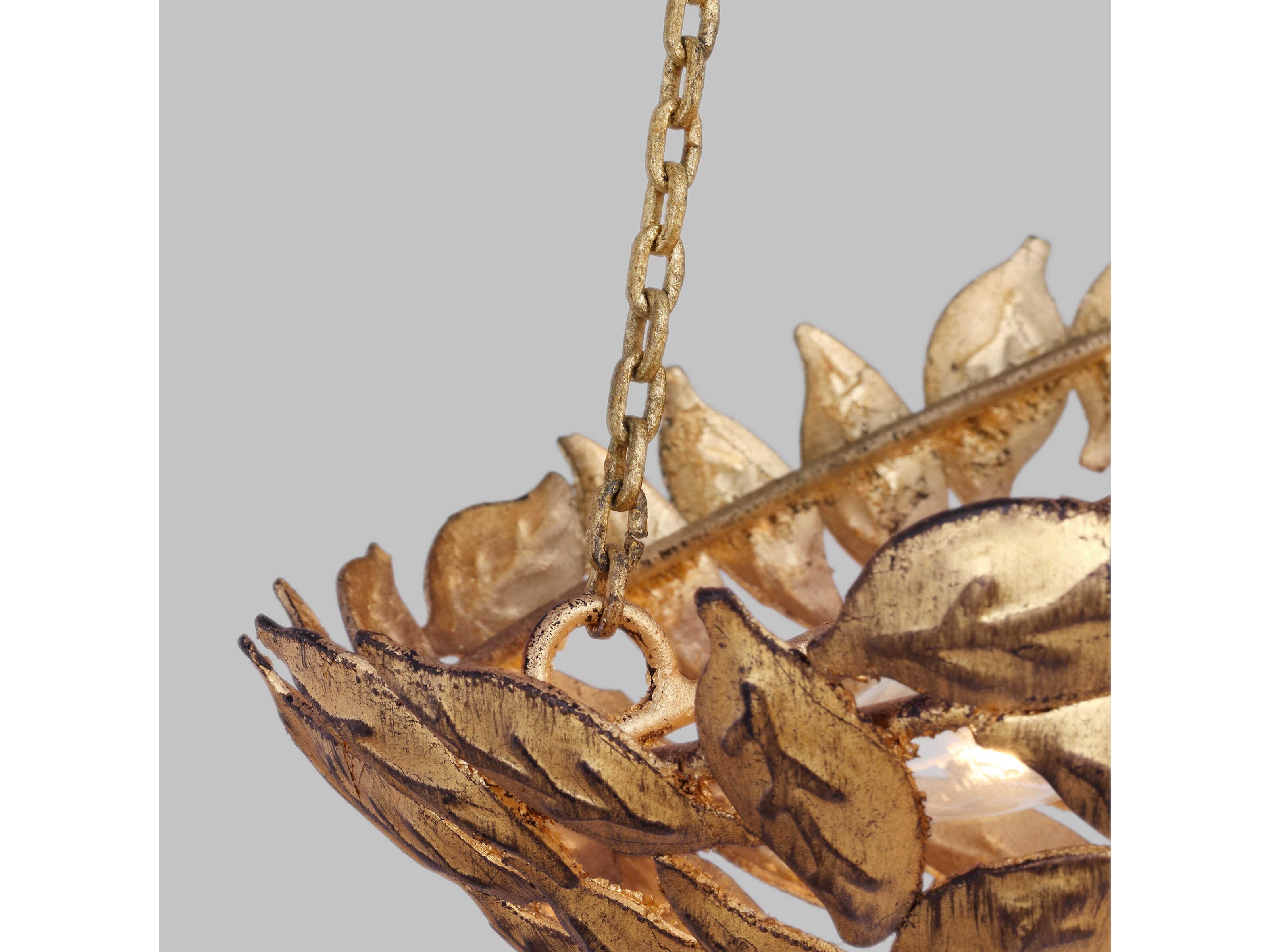 Visual Comfort Studio Kelan 3-Light Antique Gild Gold Bowl Pendant