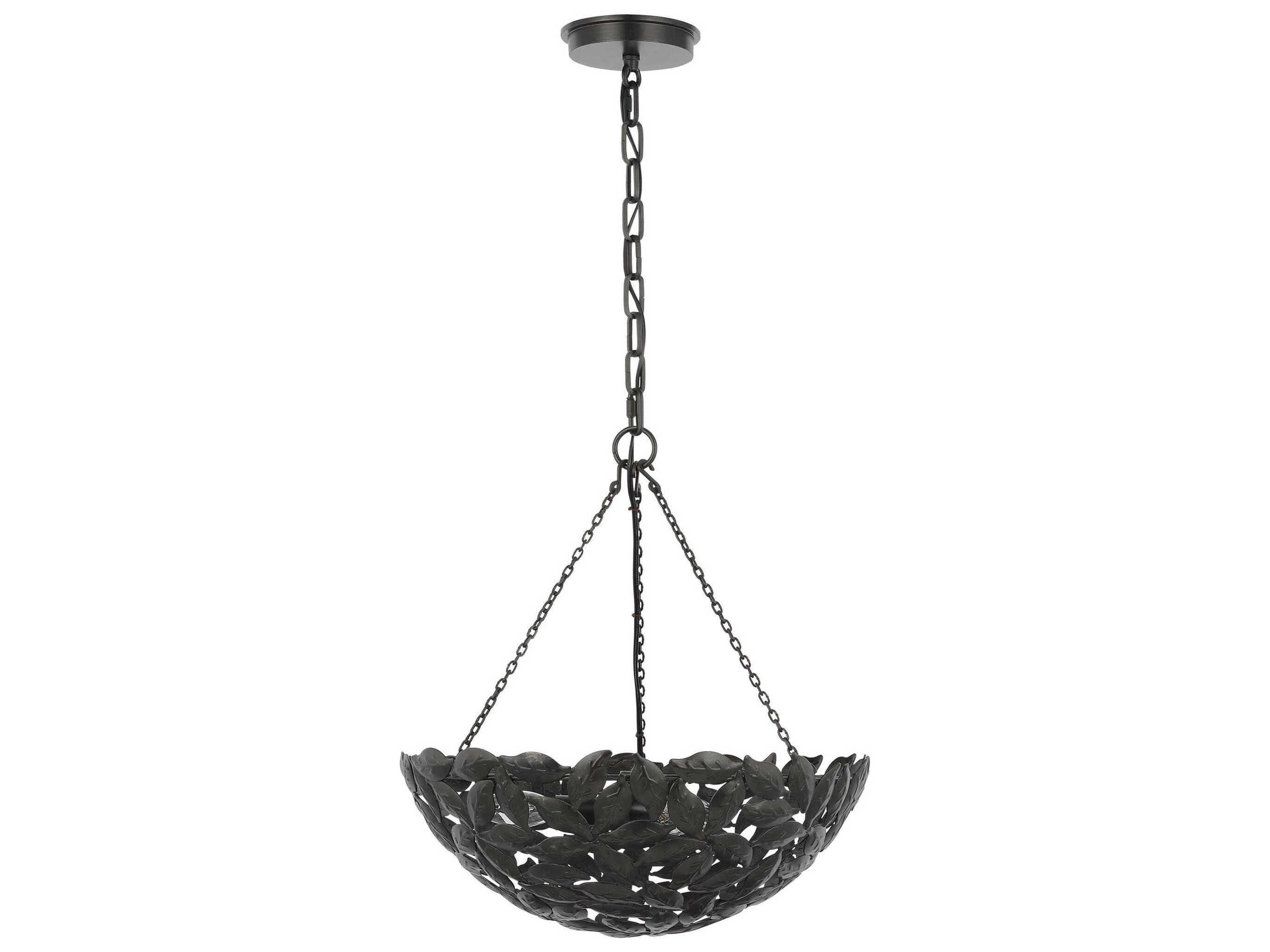 Visual Comfort Studio Kelan 6-Light Aged Iron Black Bowl Pendant