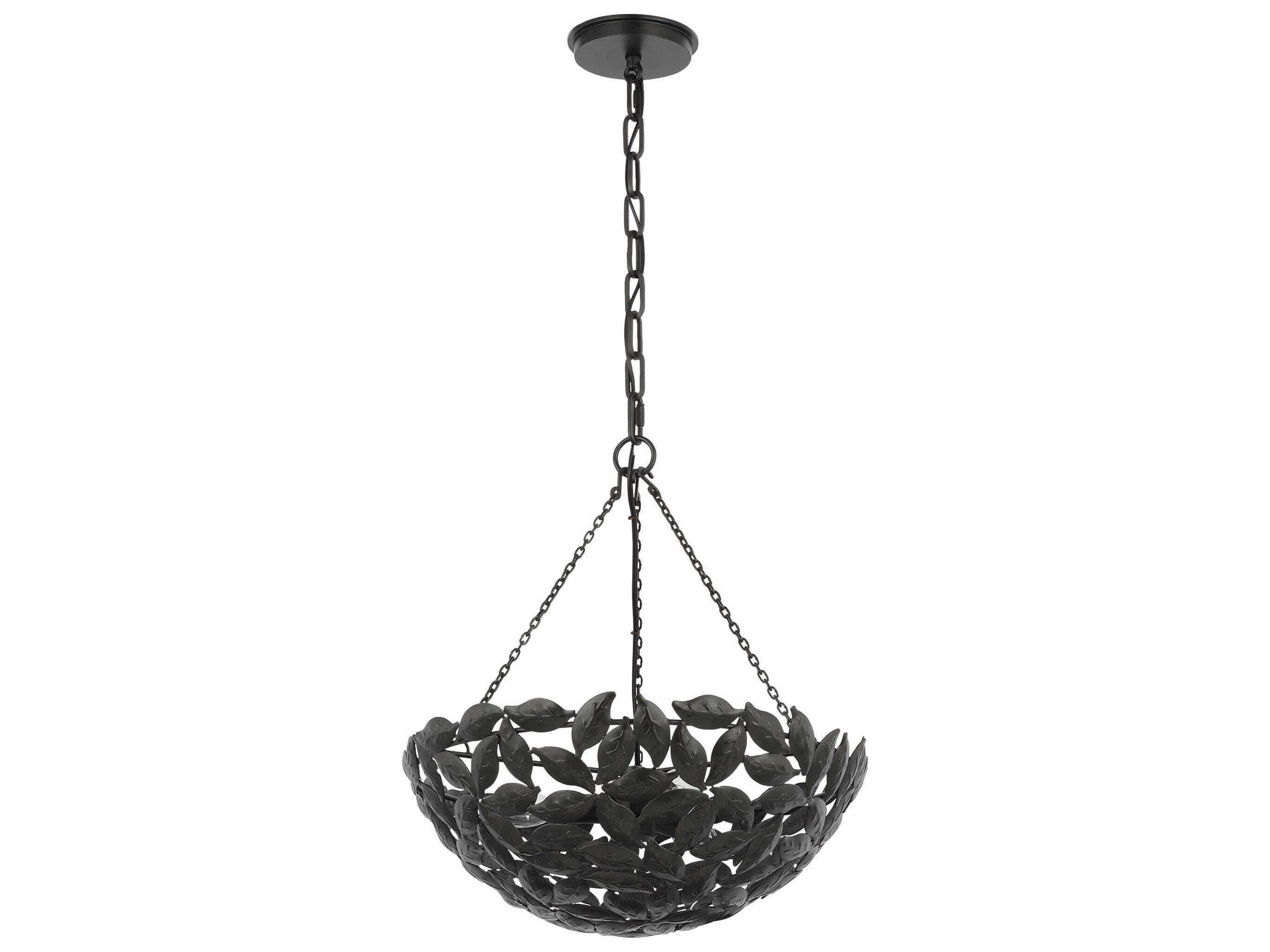 Visual Comfort Studio Kelan 6-Light Aged Iron Black Bowl Pendant