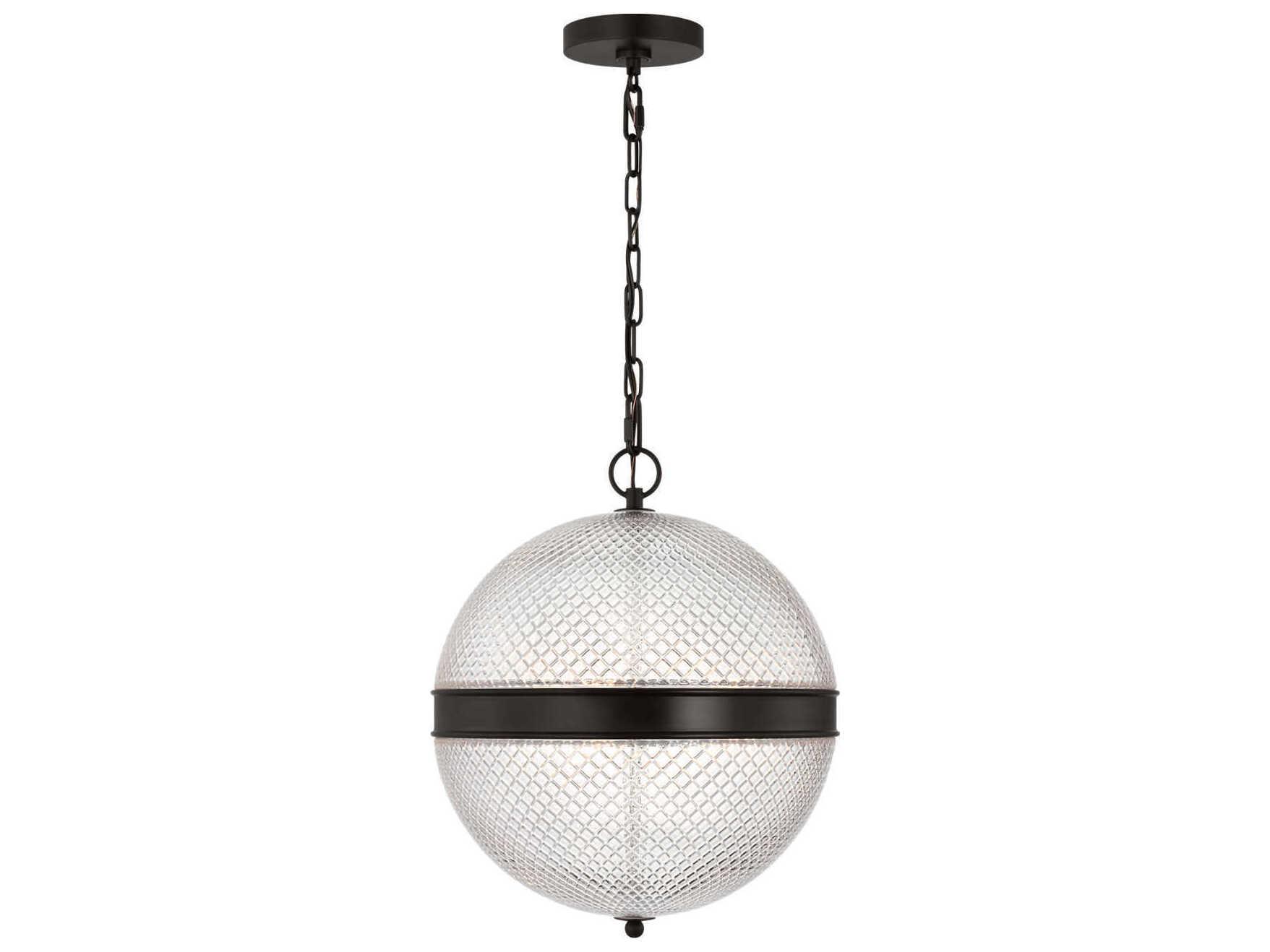 Visual Comfort Studio Lucinda 3-Light Aged Iron Black Globe Pendant