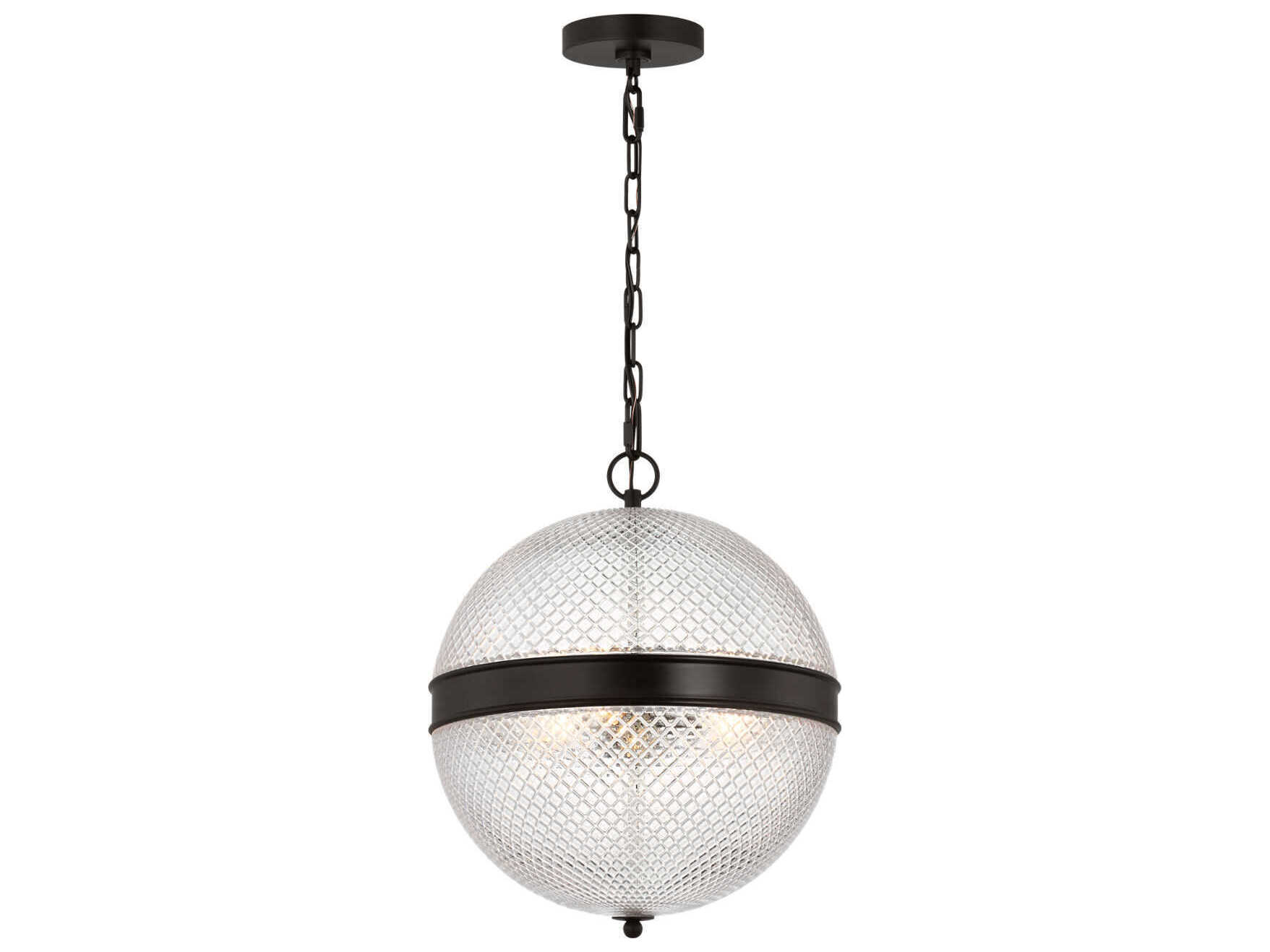 Visual Comfort Studio Lucinda 3-Light Aged Iron Black Globe Pendant
