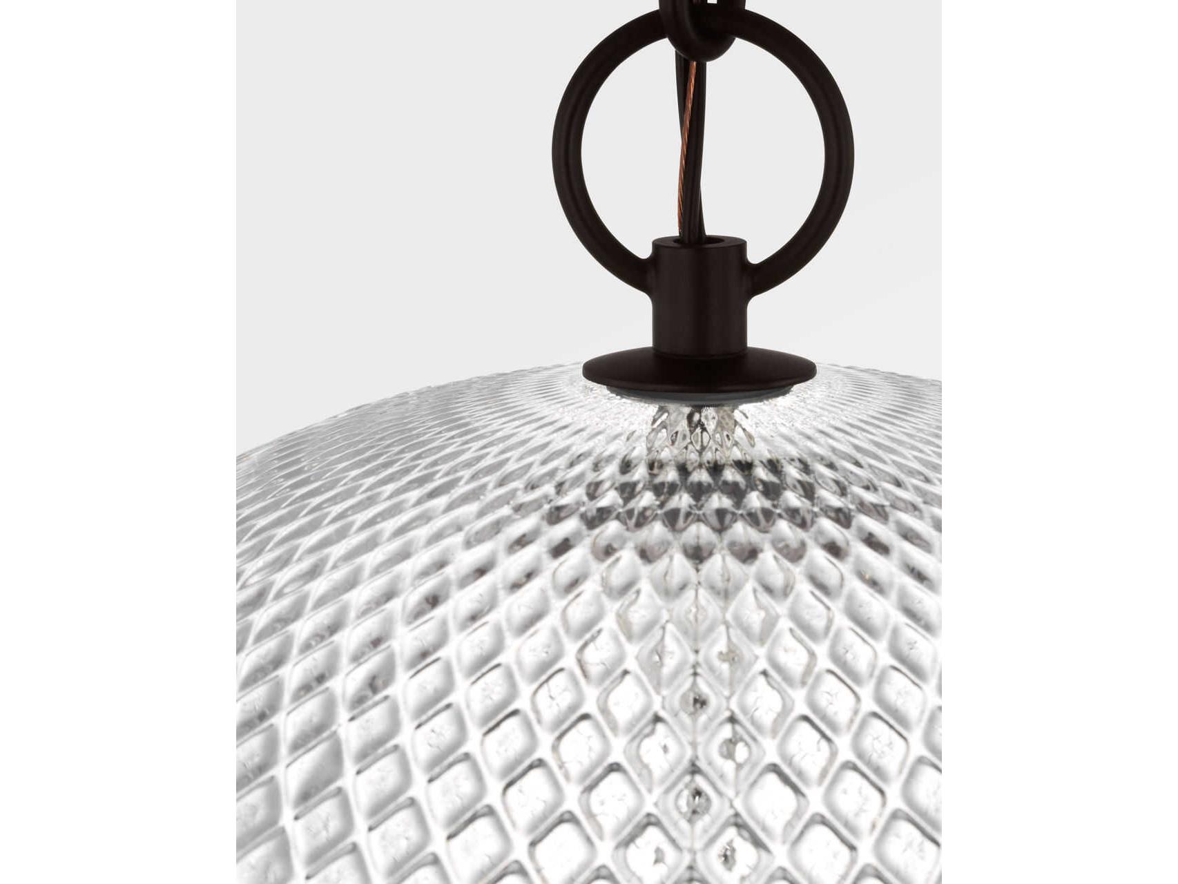 Visual Comfort Studio Lucinda 3-Light Aged Iron Black Globe Pendant