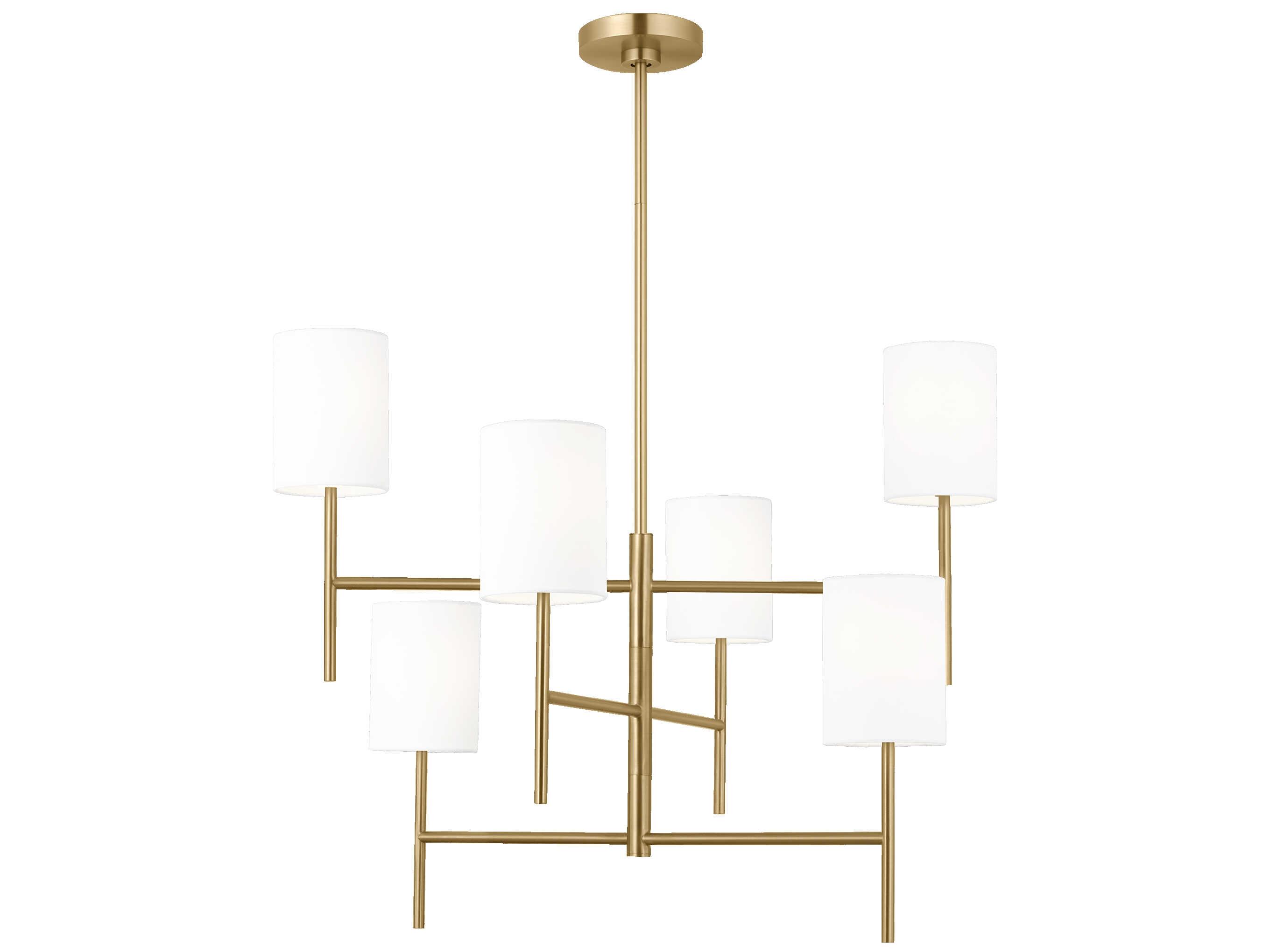 Visual Comfort Studio Key 6-Light Burnished Brass Candelabra Cylinder Chandelier