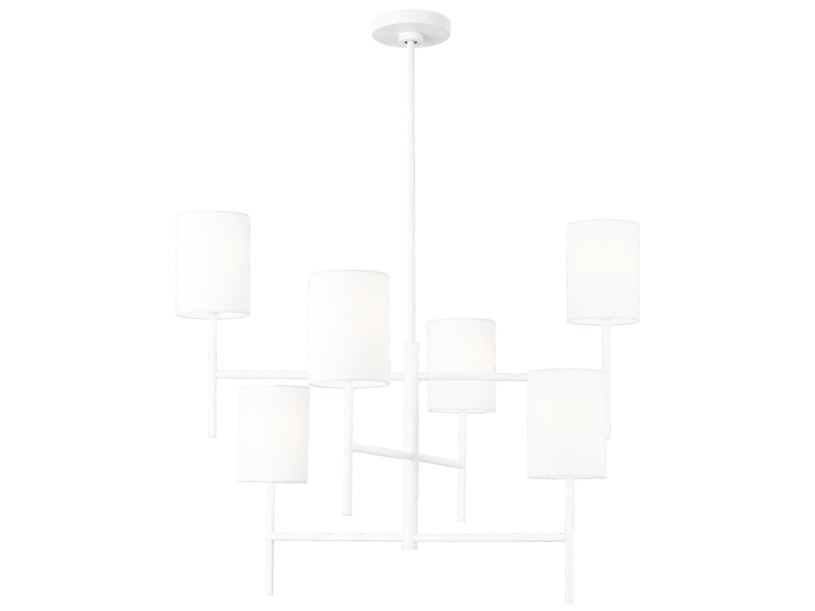 Visual Comfort Studio Key 6-Light Matte White Candelabra Cylinder Chandelier