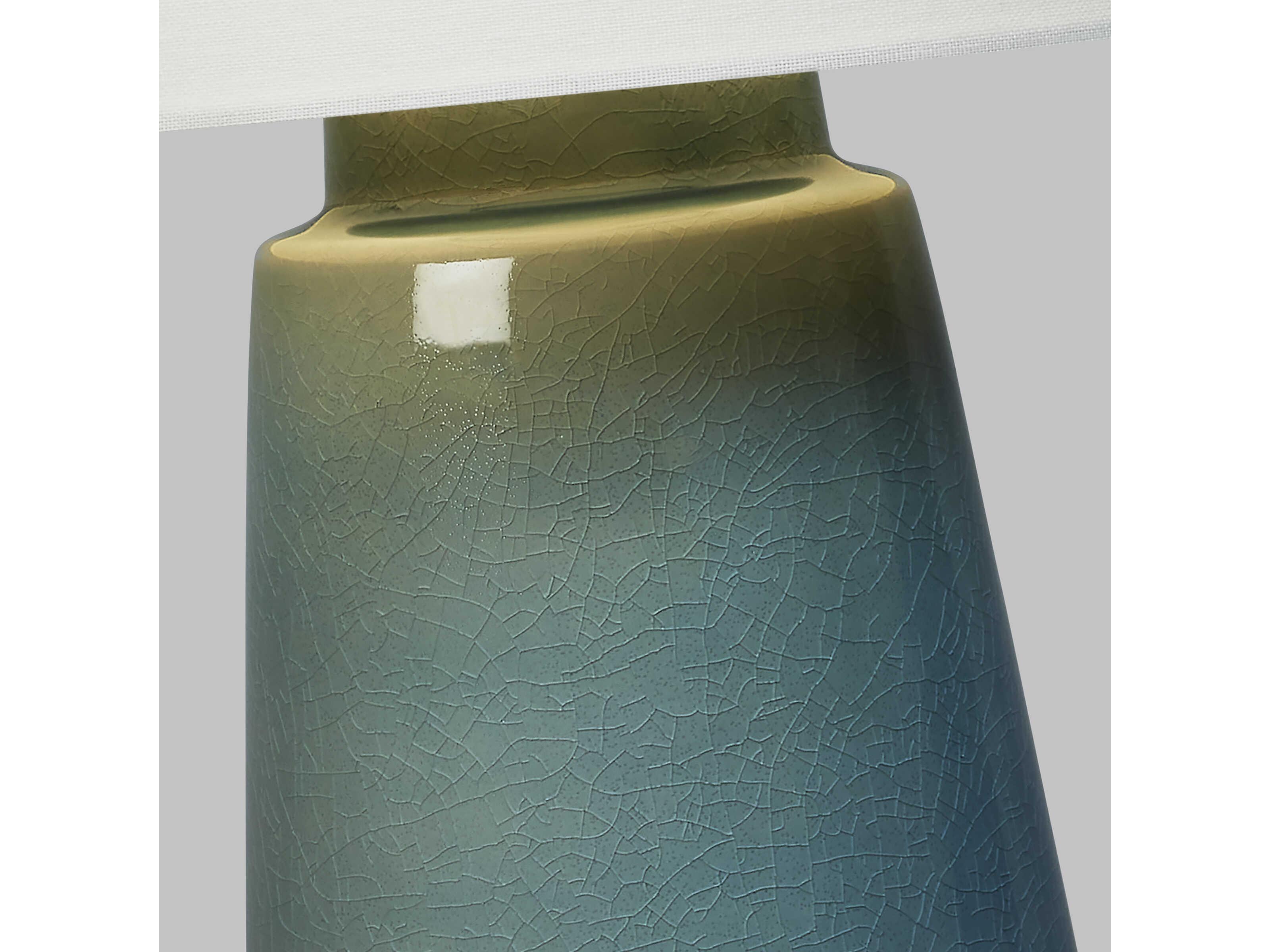 Visual Comfort Studio Vessel Blue Anglia Crackle White Linen Fabric Table Lamp
